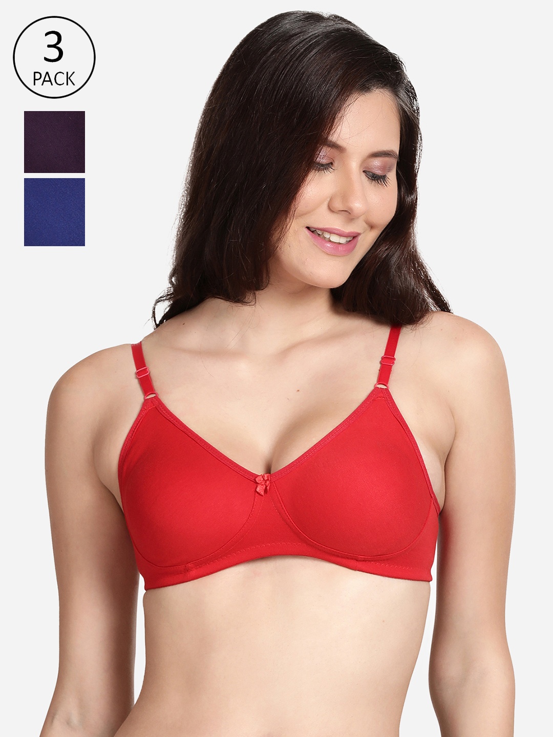 

shyaway Pack Of 3 Lightly Padded Bra, Purple