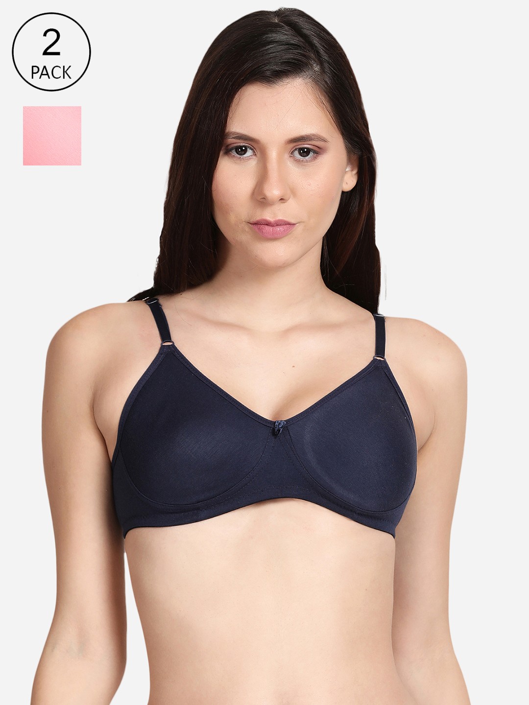 

shyaway Pack of 2 Pink & Black T shirt Bra