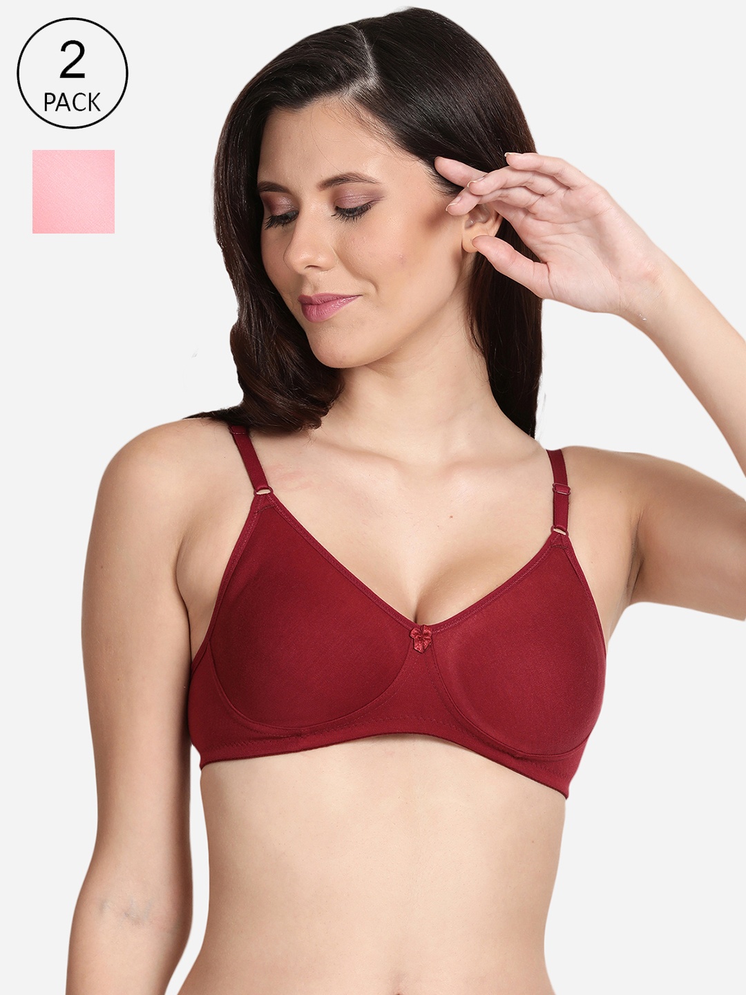 

shyaway Pink & Maroon Pack Of 2 Non-Padded Medium Coverage Yoga Bra