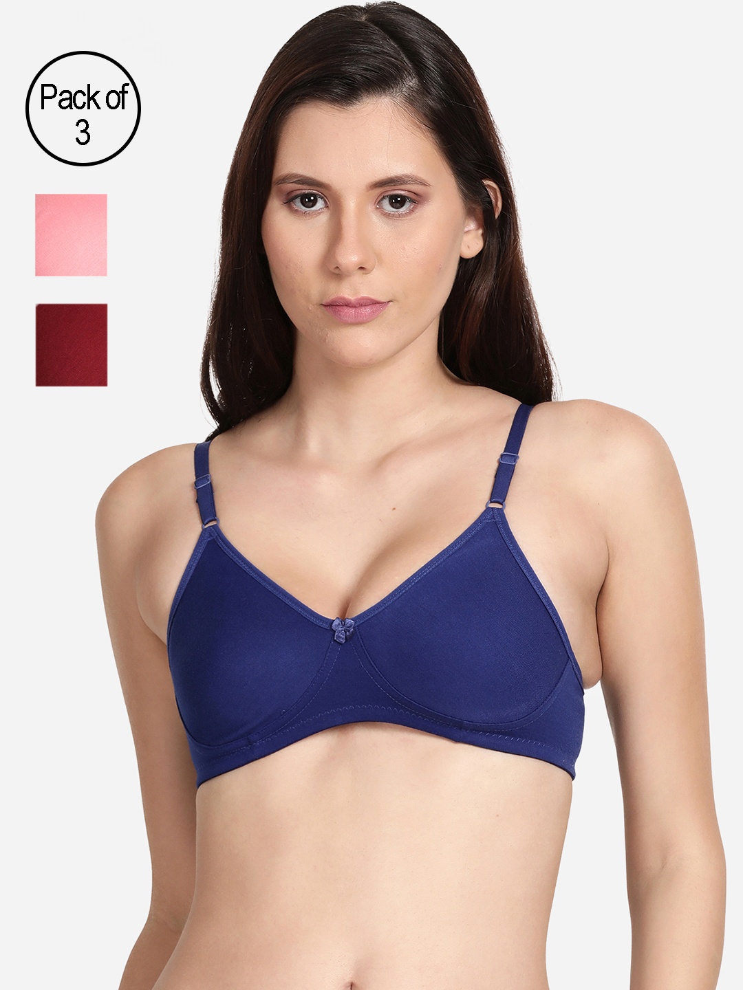 

shyaway Pack Of 3 Cotton T-Shirt Bra, Pink