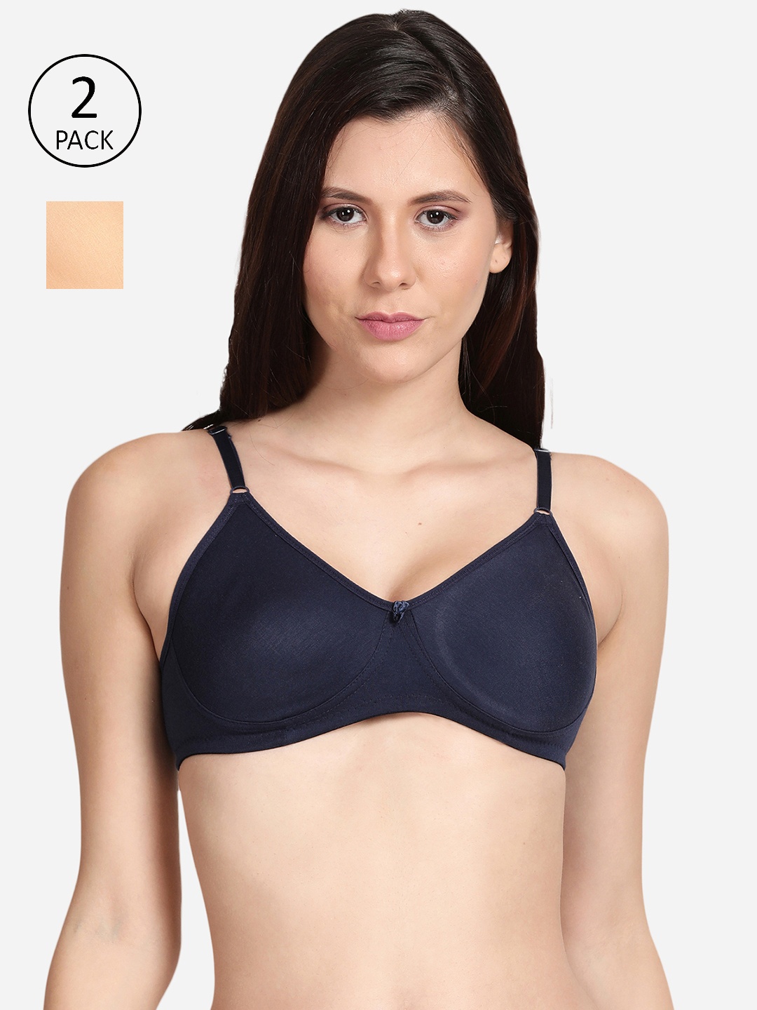 

shyaway Beige & Navy Blue 2 Everyday Cotton Bra shyl-P2-00752-32B