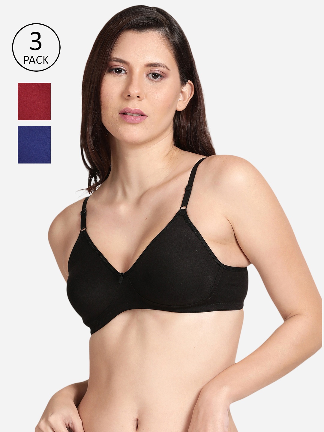 

shyaway Pack of 3 Non-Padded Seamless Cotton Bra shyl-P3-00786-32B, Black