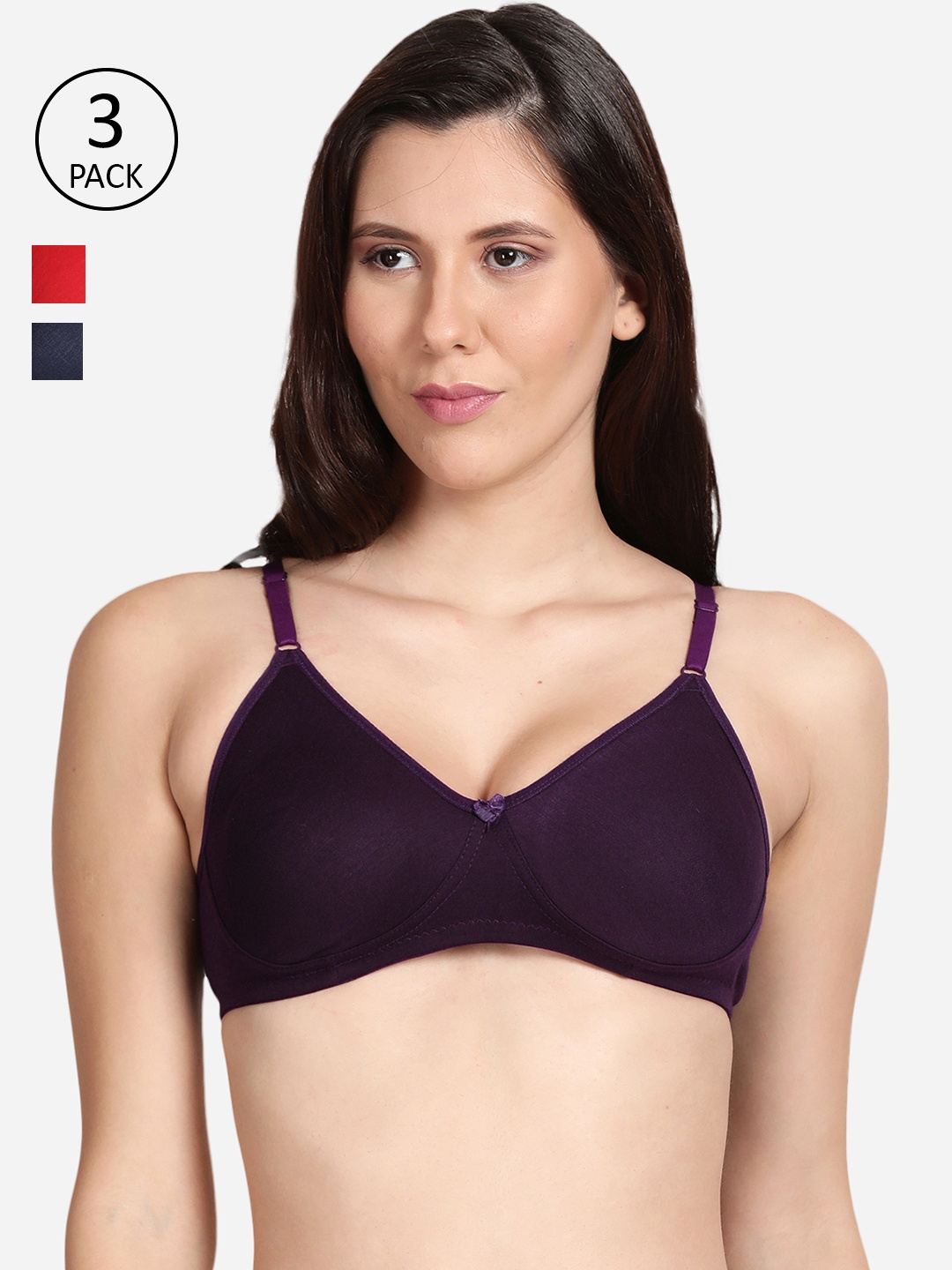 

shyaway Pack of 3 T-Shirt Bra, Purple