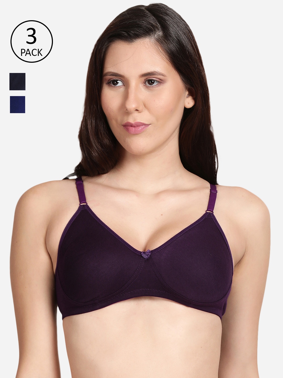 

shyaway Pack Of 3 Purple & Blue Non padded Bra