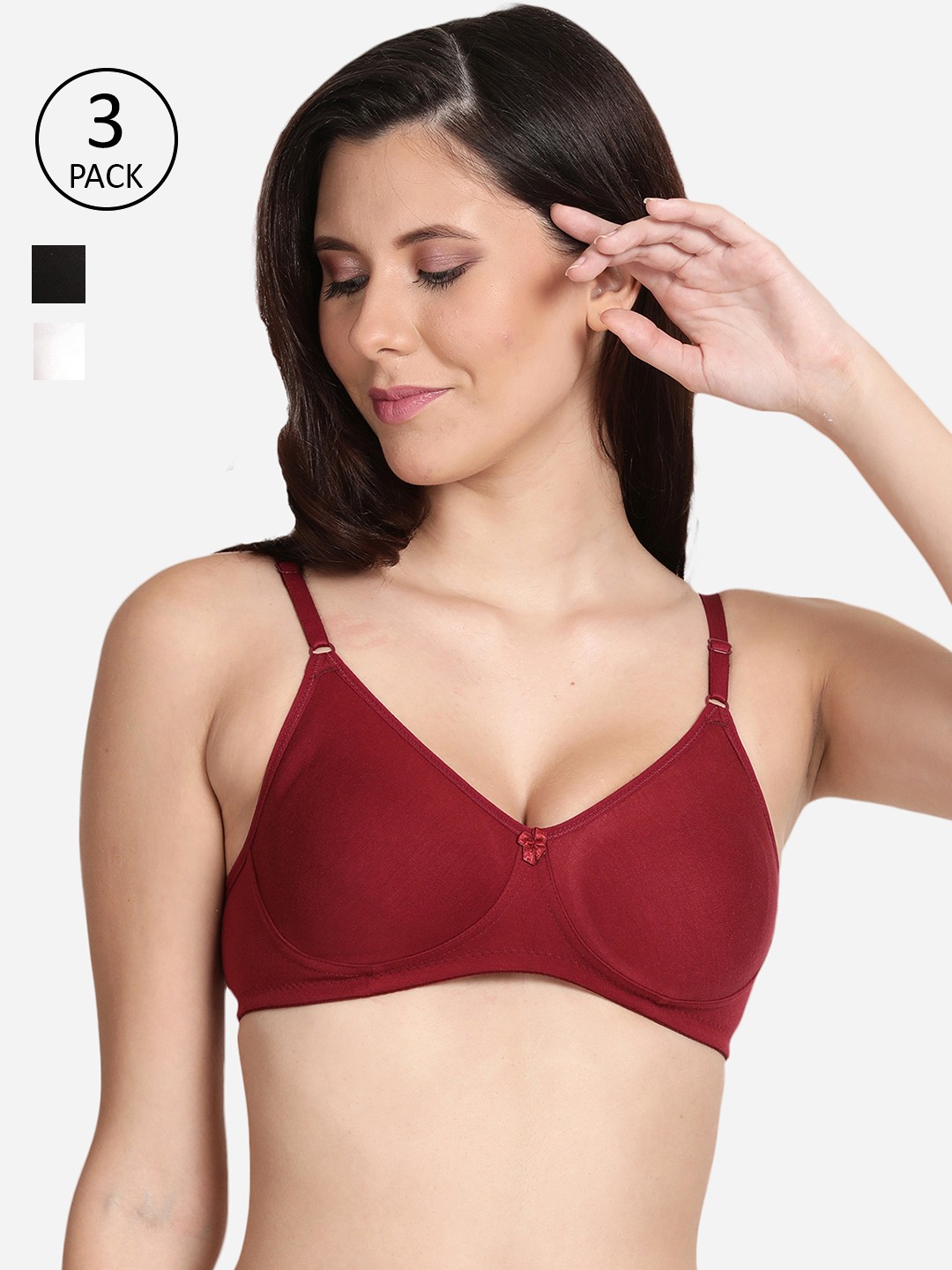 

shyaway Pack Of 3 Cotton T-Shirt Bra, Black