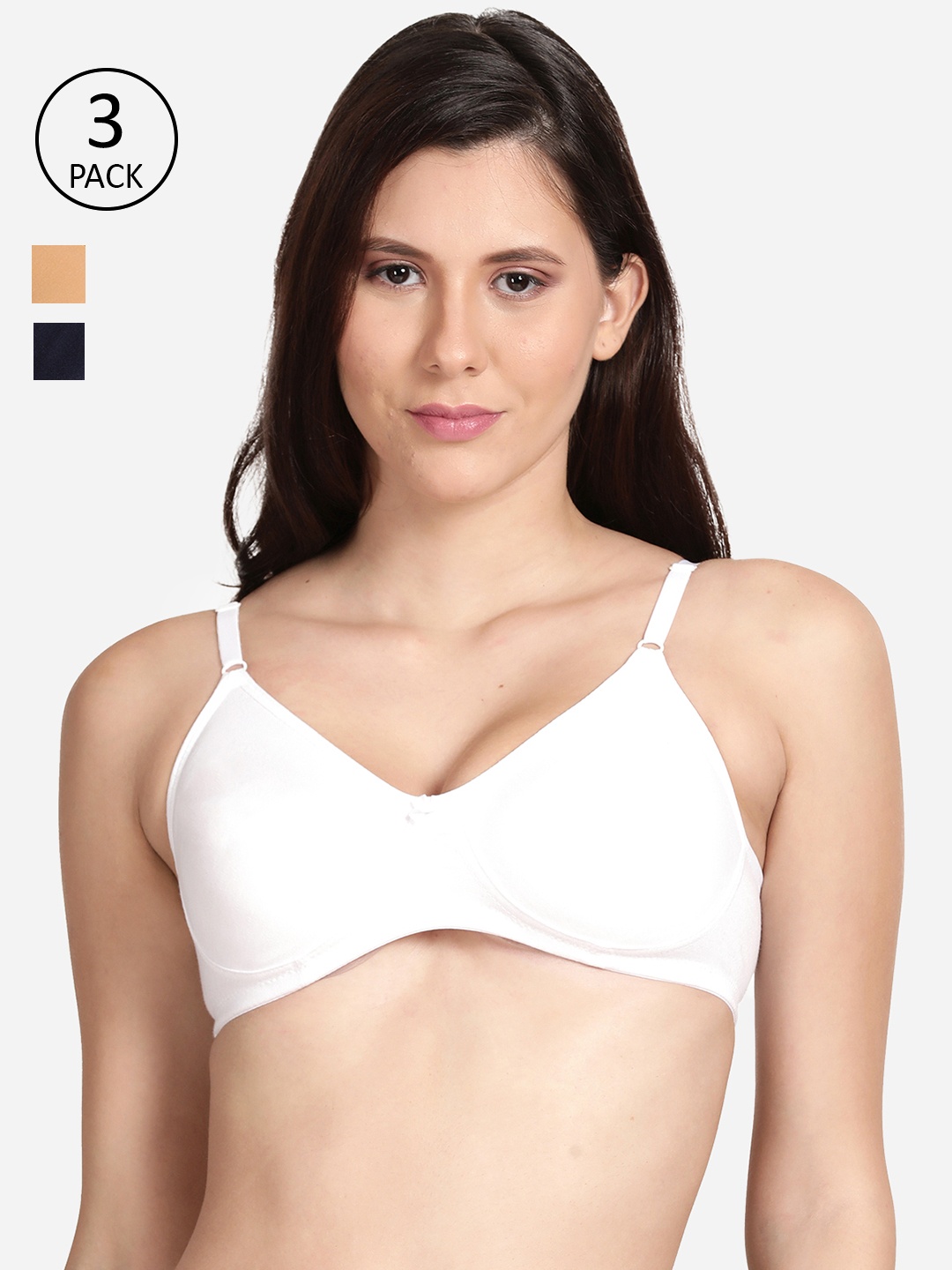 

shyaway Set of 3 Blue, Beige & White Bra