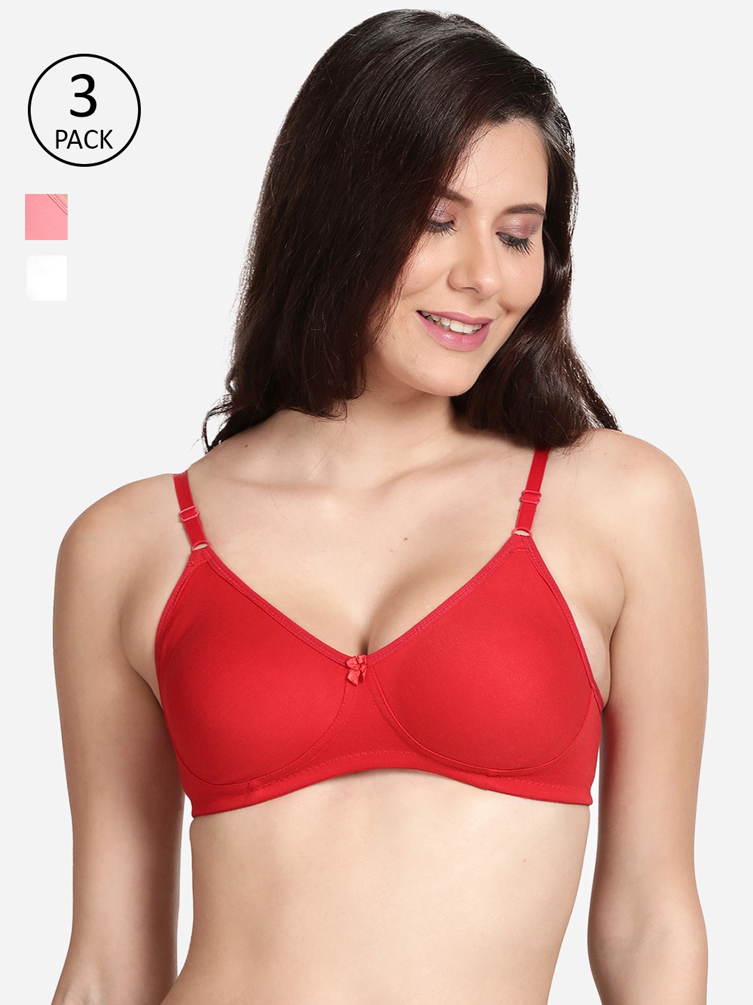 

shyaway Women Pack Of 3 Non Padded Bra, Pink