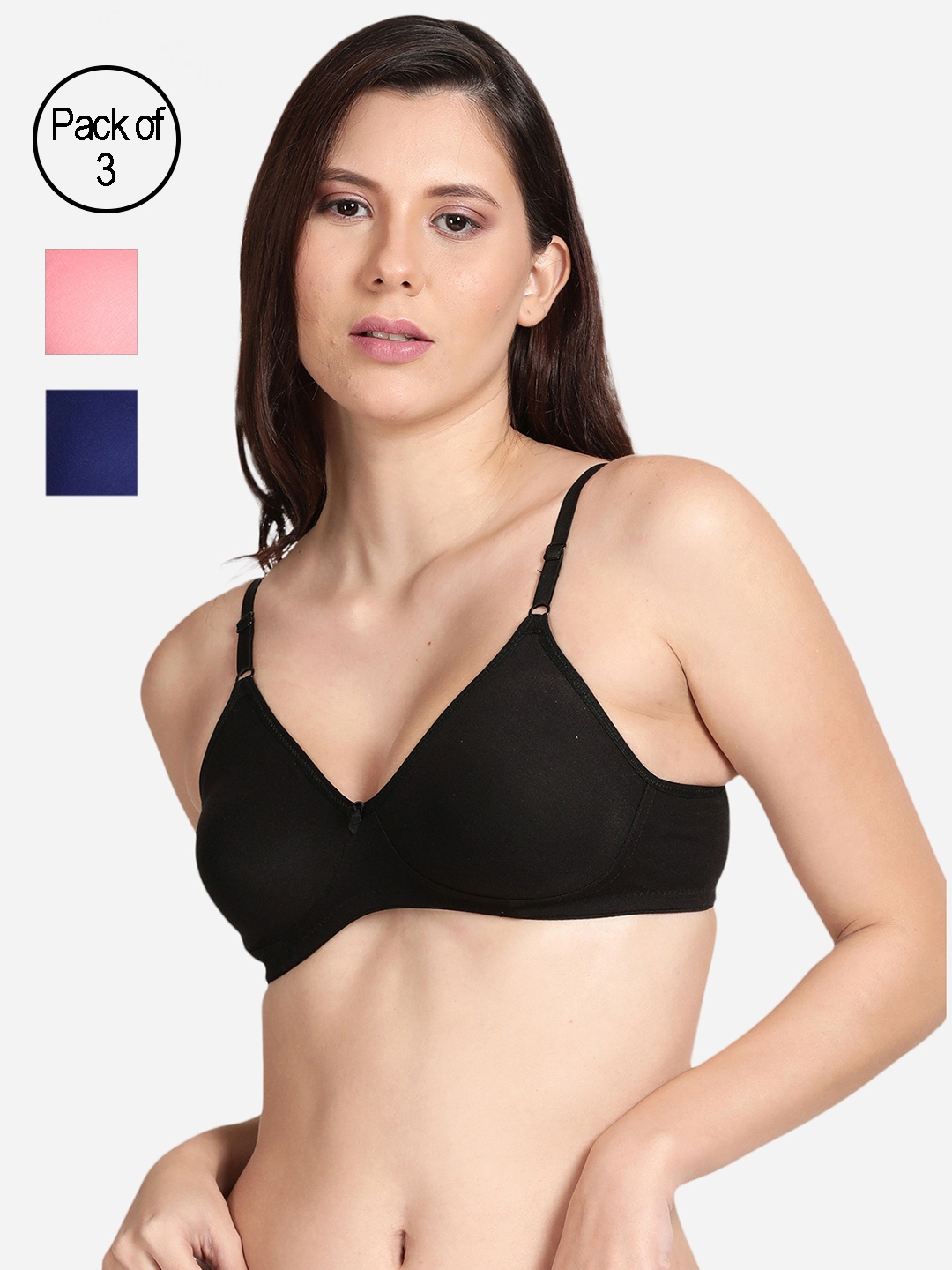 

shyaway Black & Pink 3 T-shirt Cotton Bra shyl-P3-00775-32B