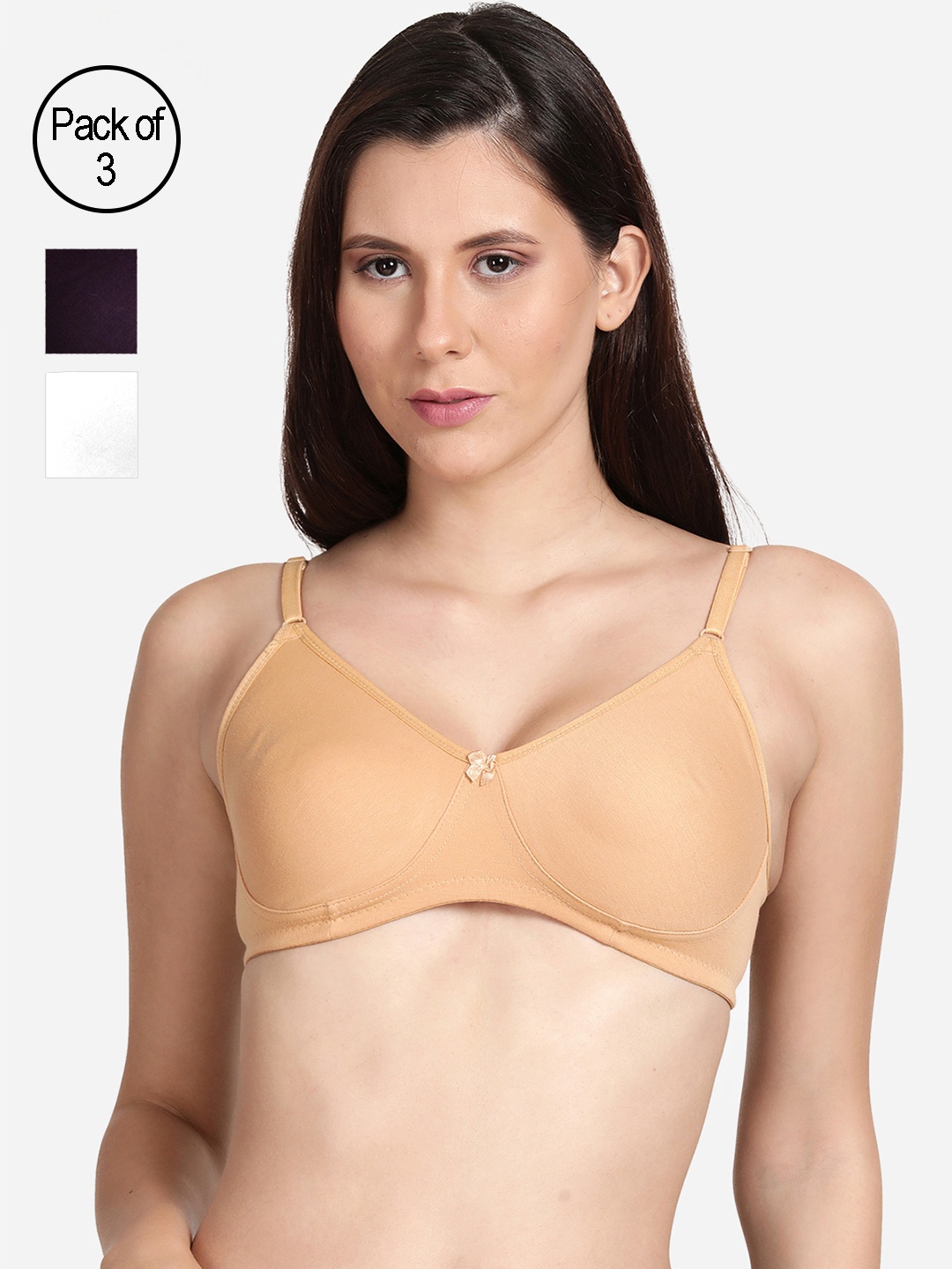 

shyaway Women Pack of 3 T-Shirt Bra, Beige