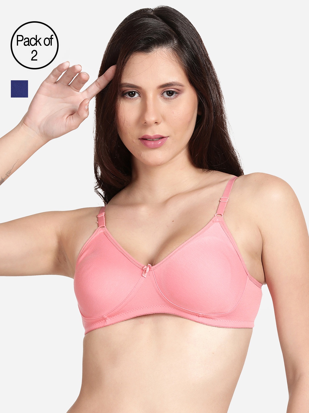 

shyaway Pack Of 2 Non Padded Cotton Bra, Pink