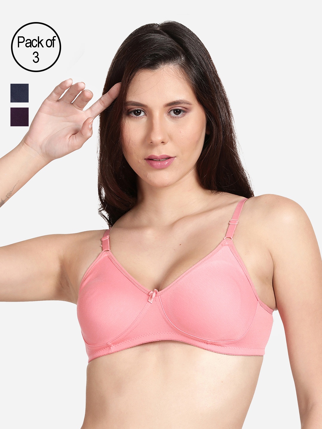 

shyaway Pink & Navy Blue Pack Of 2 Medium Coverage Yoga Bra