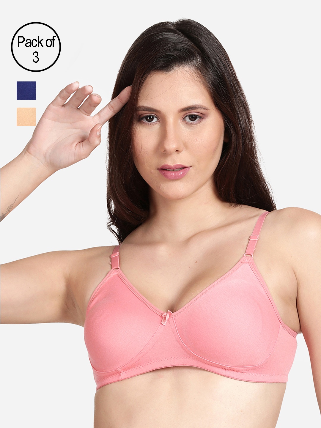 

shyaway Pack Of 3 Pink & Beige Non Padded Bra