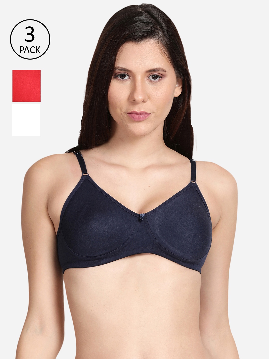 

shyaway Women Pack of 3 T-Shirt Bra, Red