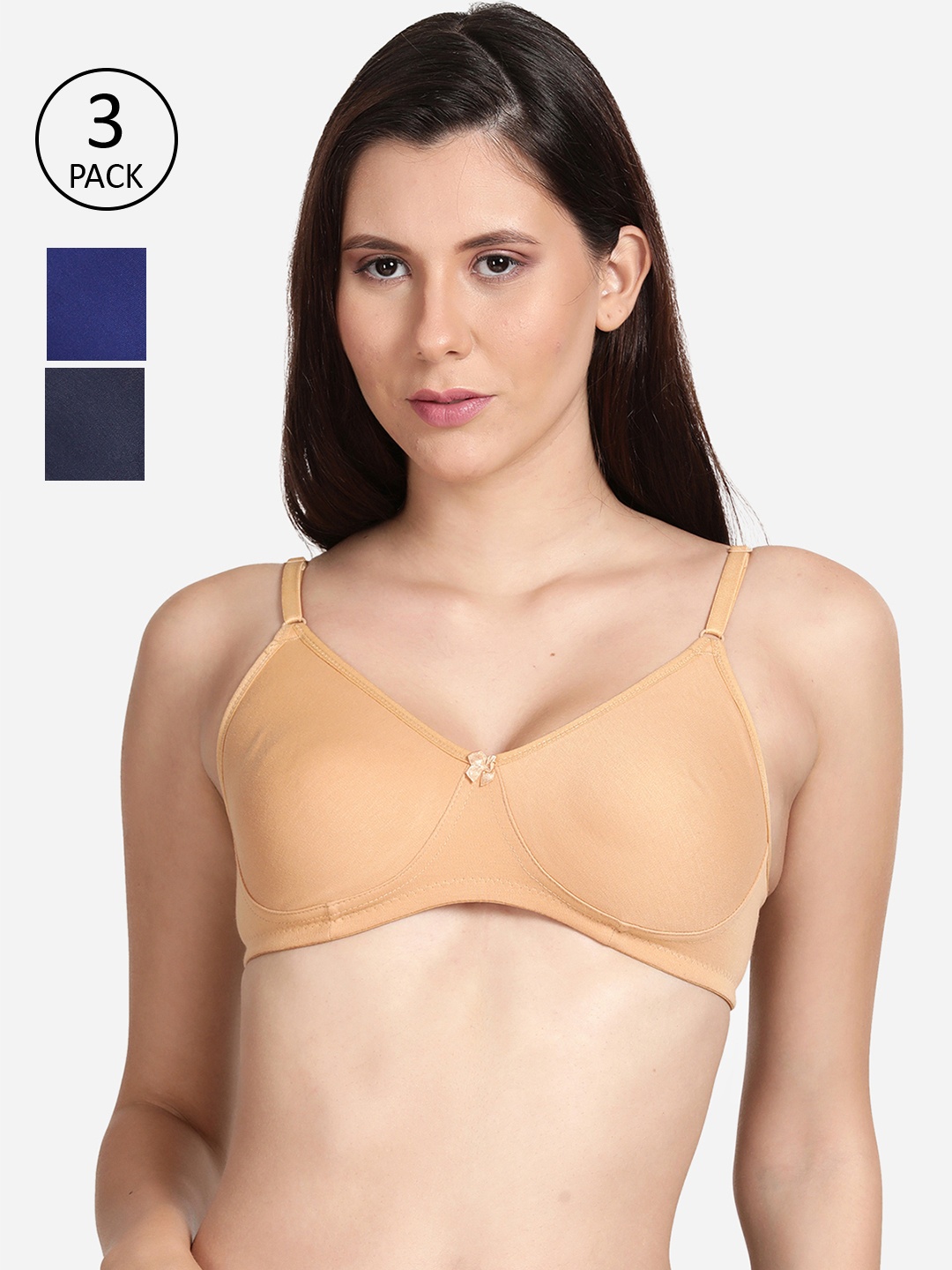 

shyaway Pack of 3 Cotton Solid Non-Padded Bra shyl-P3-00832-32B, Beige
