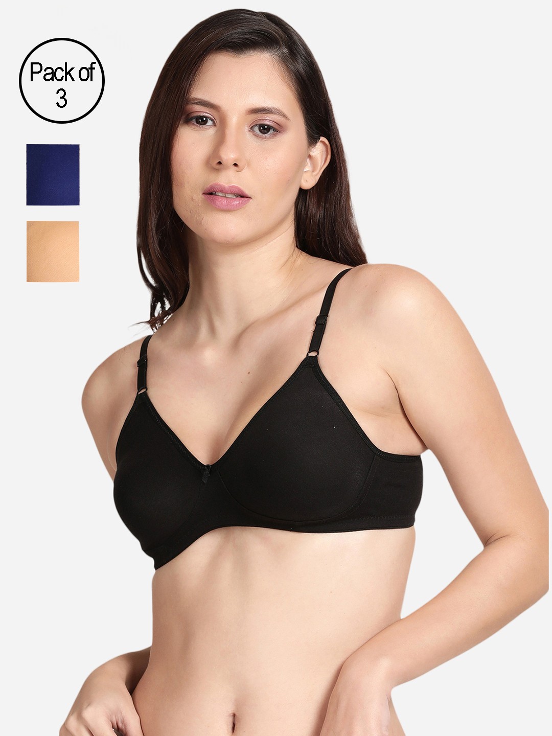 

shyaway Pack of 3 T-Shirt Bra, Black