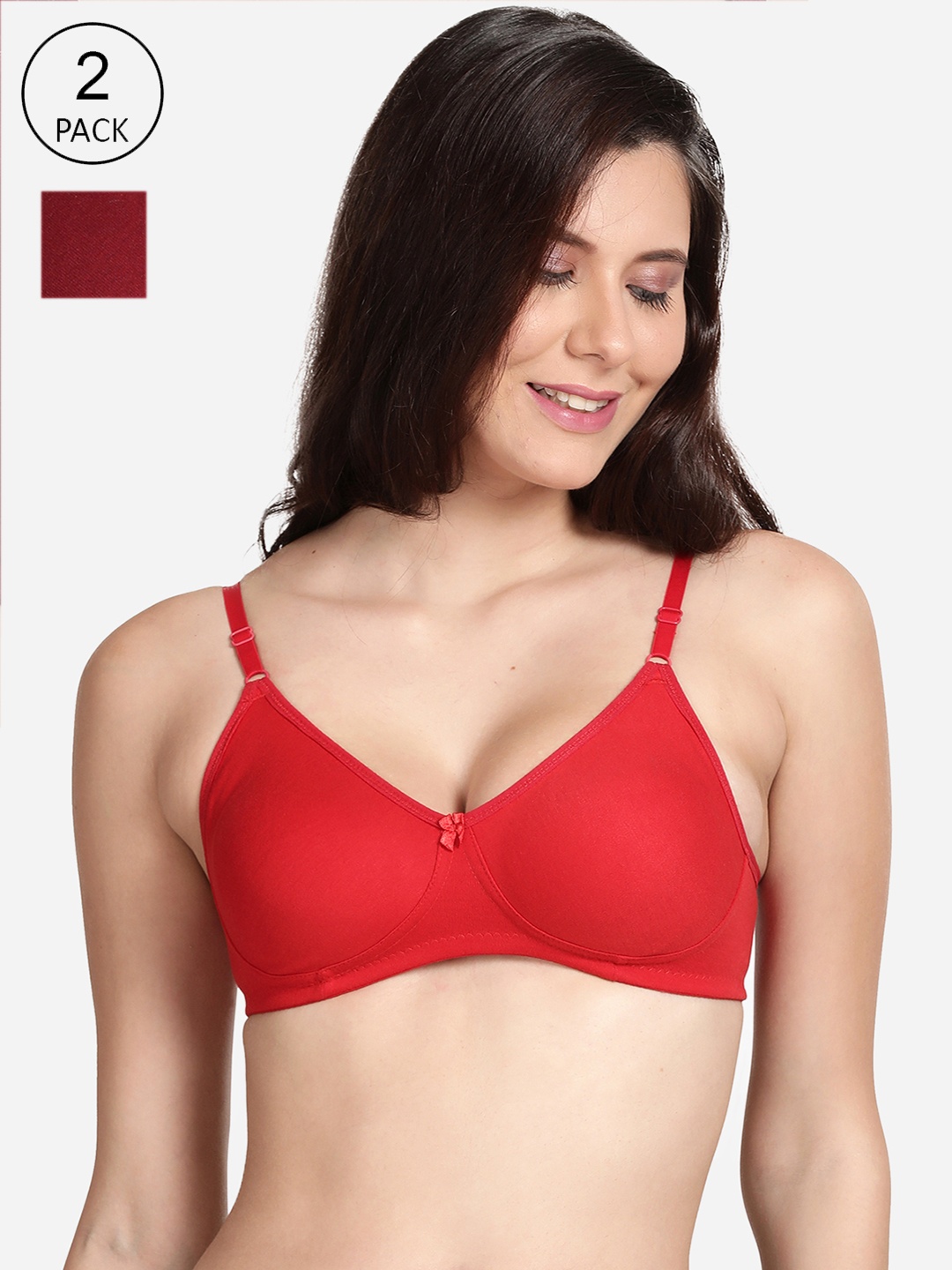 

shyaway Pack Of 2 Maroon & Red Non Padded Bra