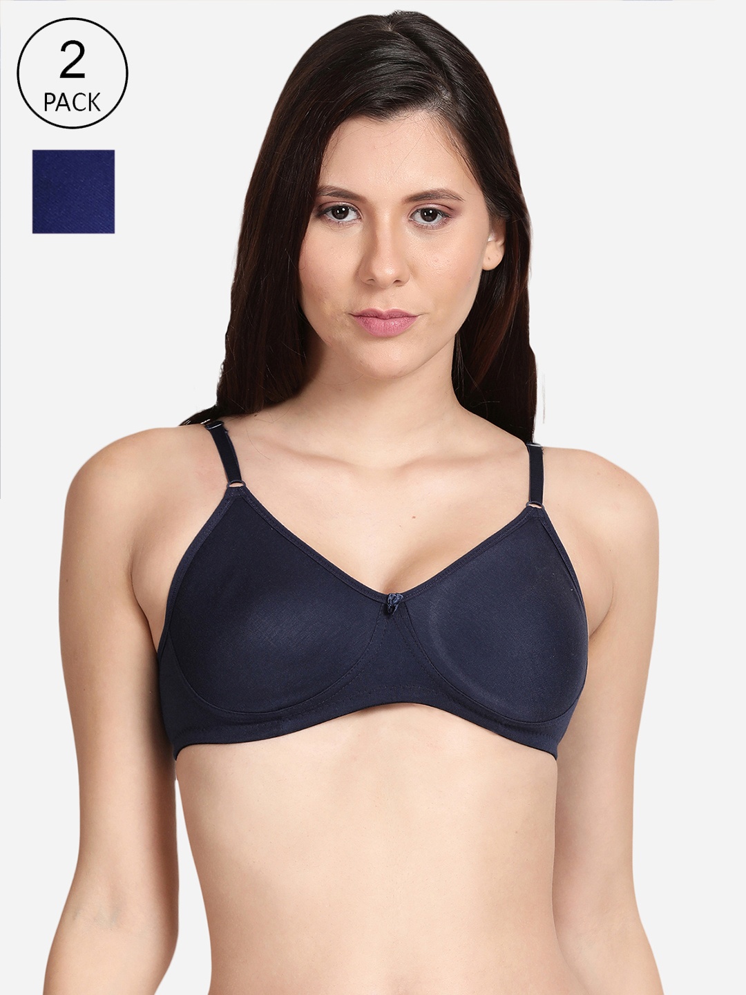 

shyaway Blue & Navy Set Of 2 Cotton Blue Bra