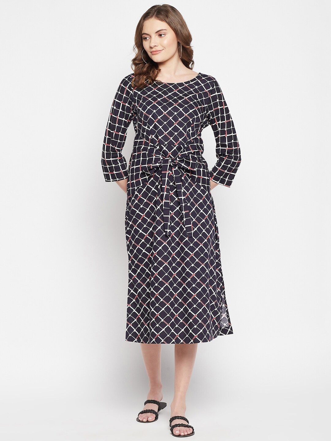 

Crozo By Cantabil Women Navy Blue Midi Dress