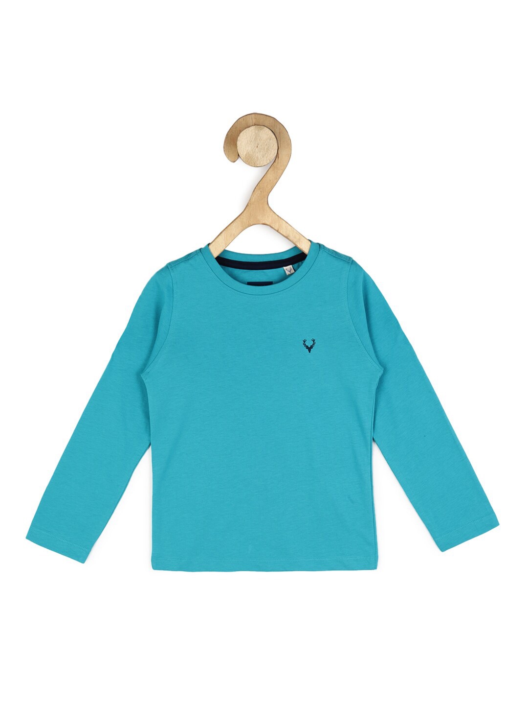 

Allen Solly Junior Boys Blue Solid Round Neck Pure Cotton T-shirt, Turquoise blue