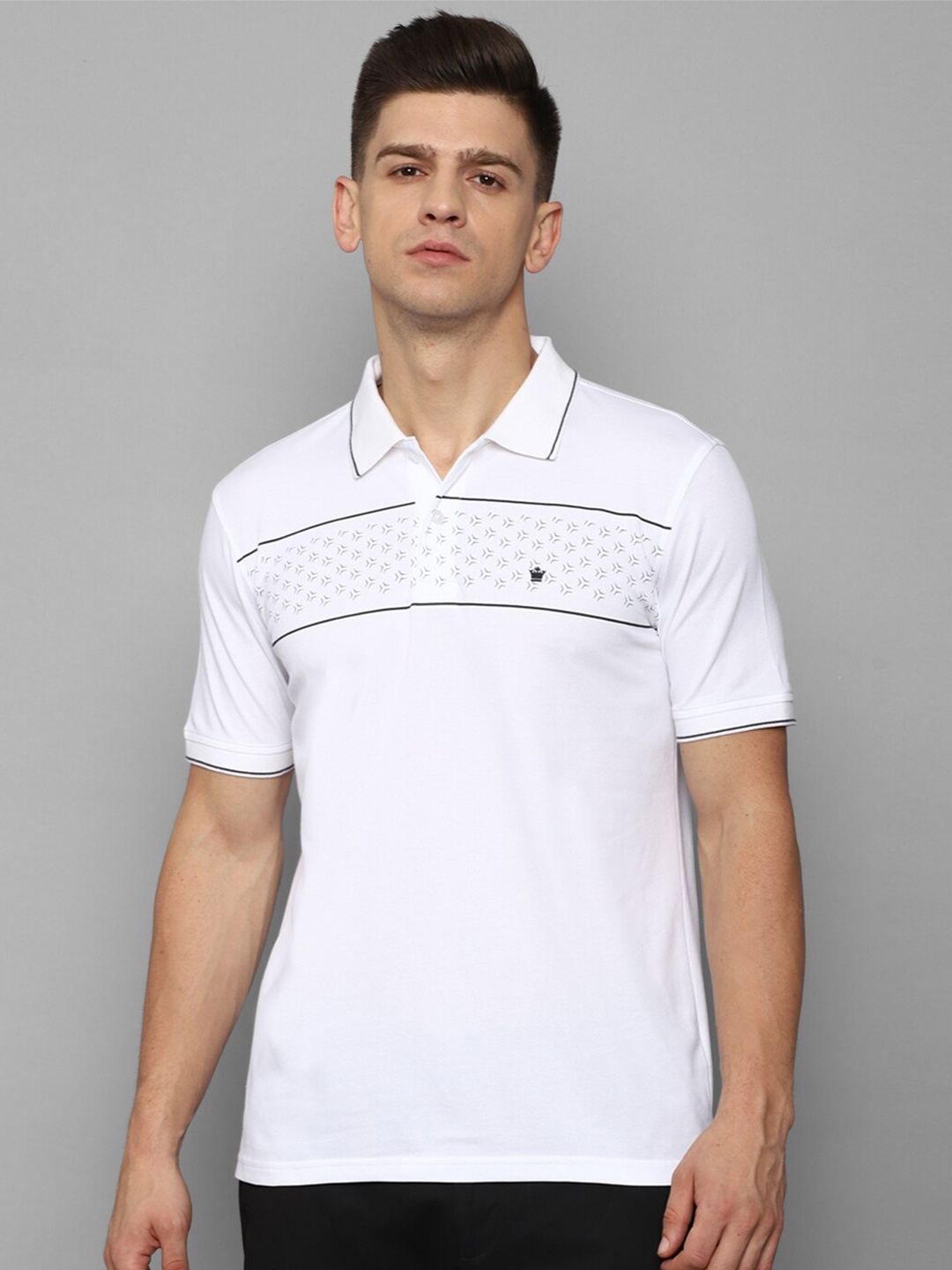 

Louis Philippe Men White Polo Collar Pure Cotton T-shirt