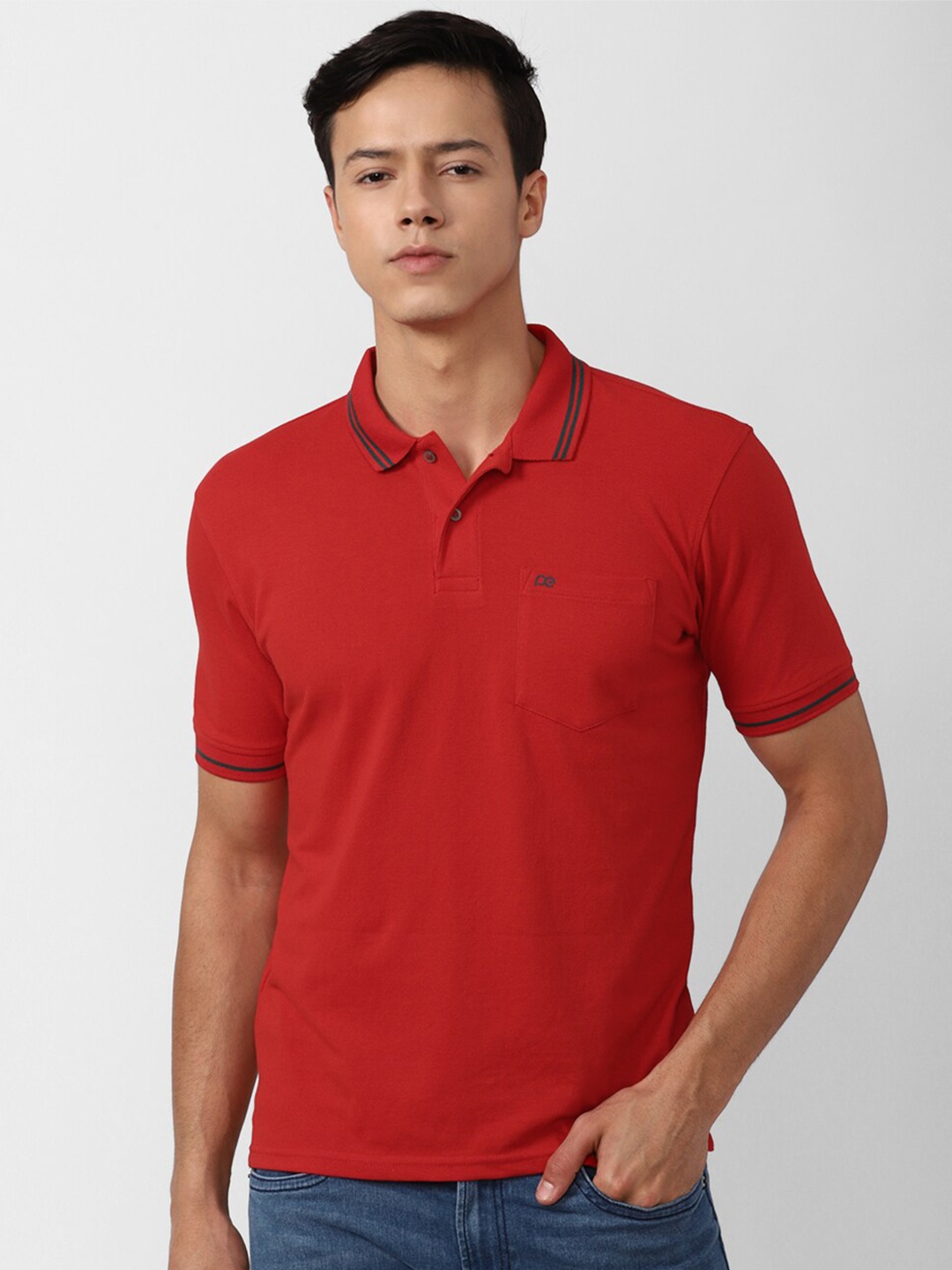 

Peter England Casuals Men Red Polo Collar T-shirt