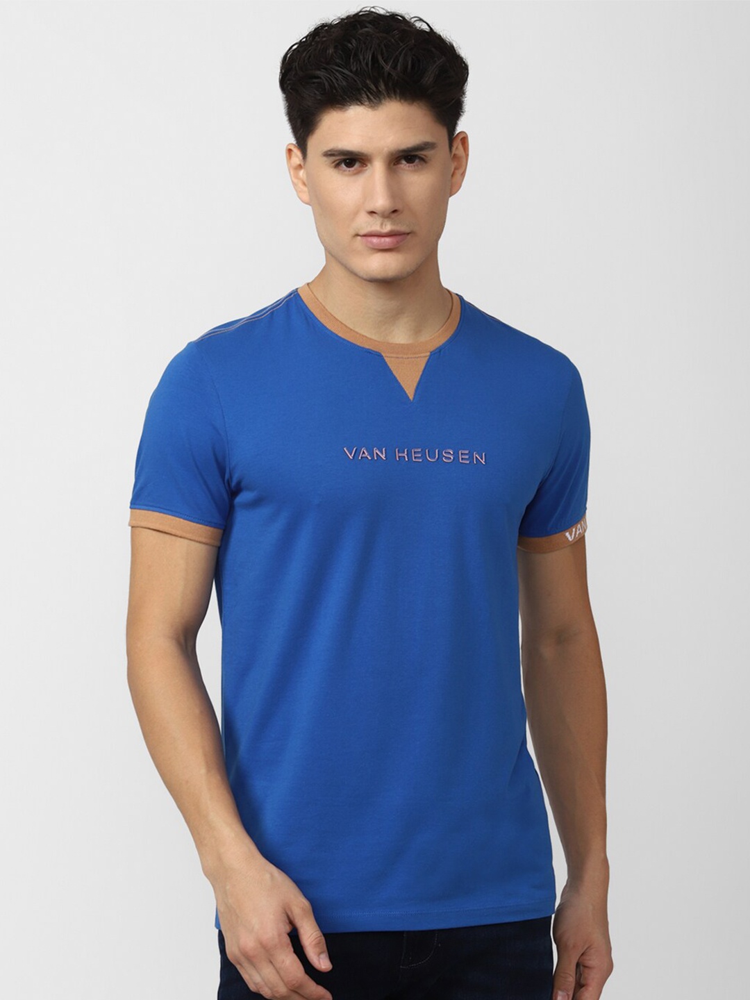 

VAN HEUSEN DENIM LABS Men Blue Brand Logo T-shirt