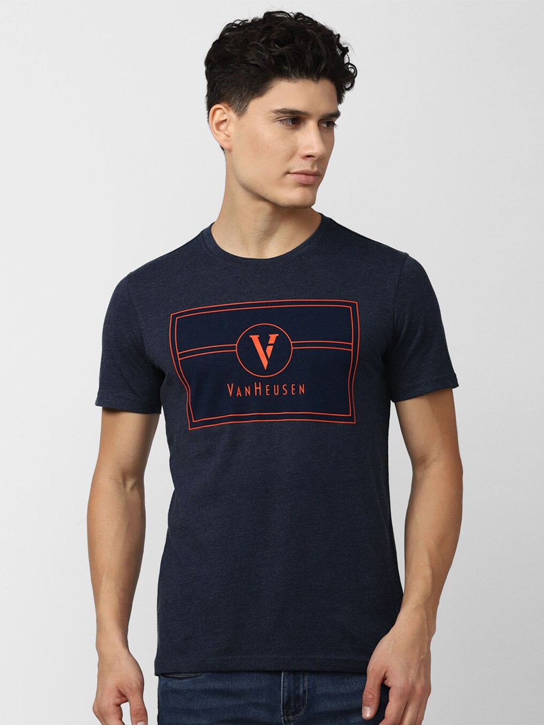 

Van Heusen Sport Men Navy Blue Printed Cotton T-shirt