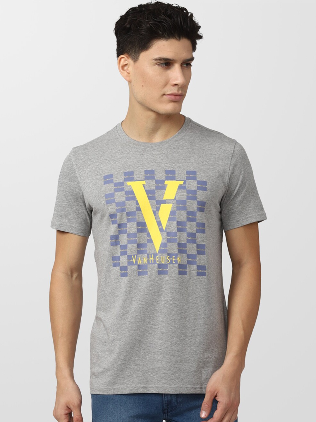 

Van Heusen Sport Men Grey Printed Pure Cotton T-shirt