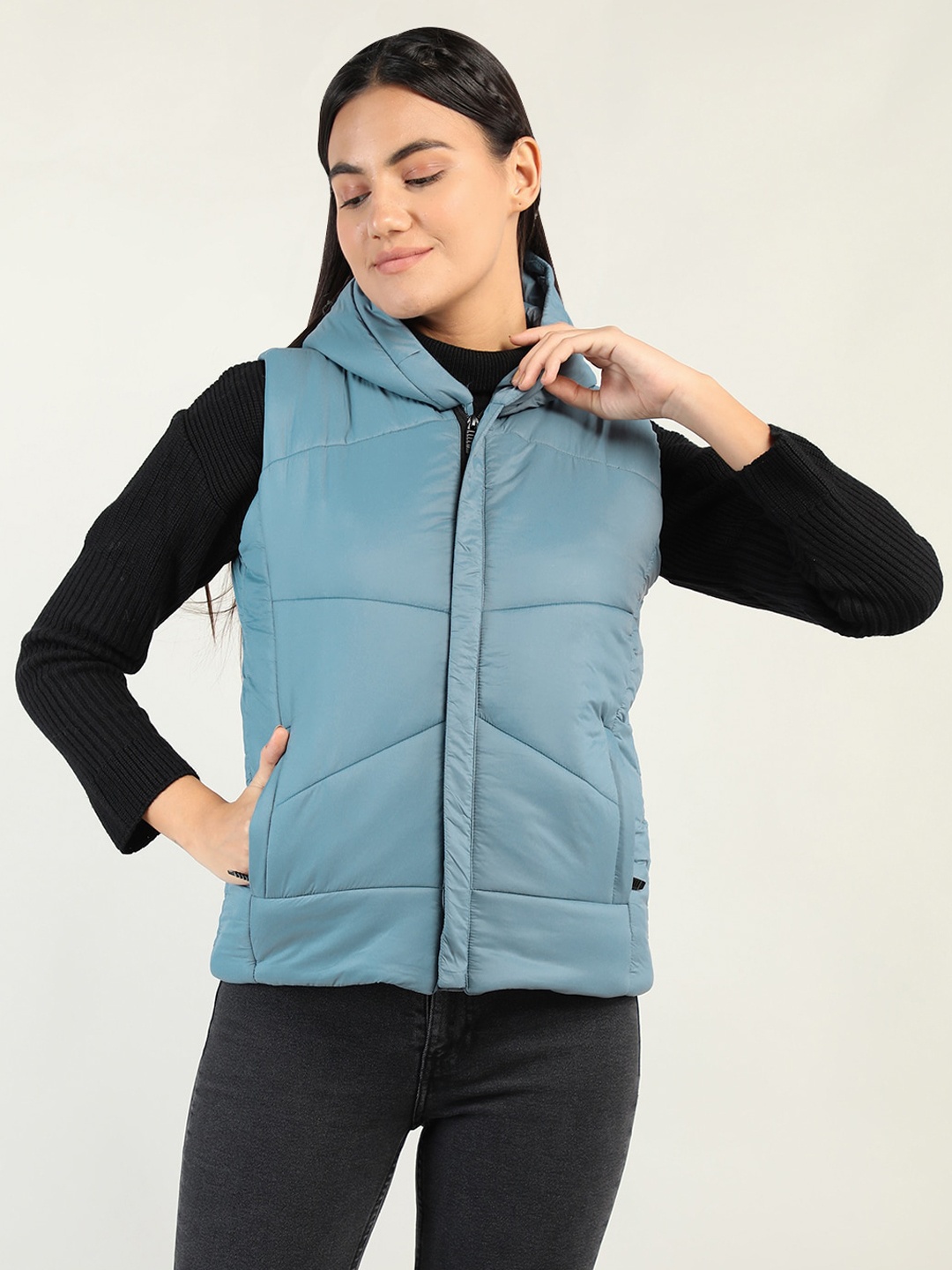 

CHKOKKO Women Blue Lightweight Outdoor Padded Jacket