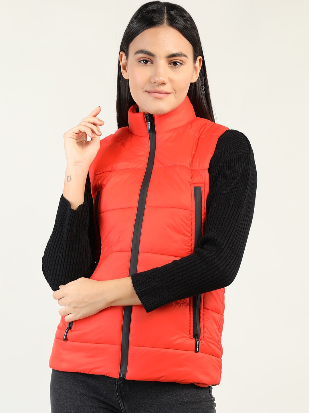 

CHKOKKO Women Red Lightweight Outdoor Padded Jacket