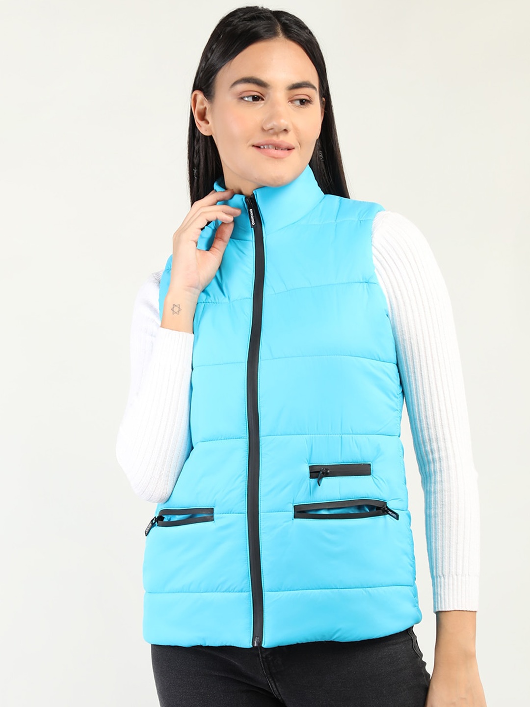 

CHKOKKO Women Blue Lightweight Outdoor Padded Jacket