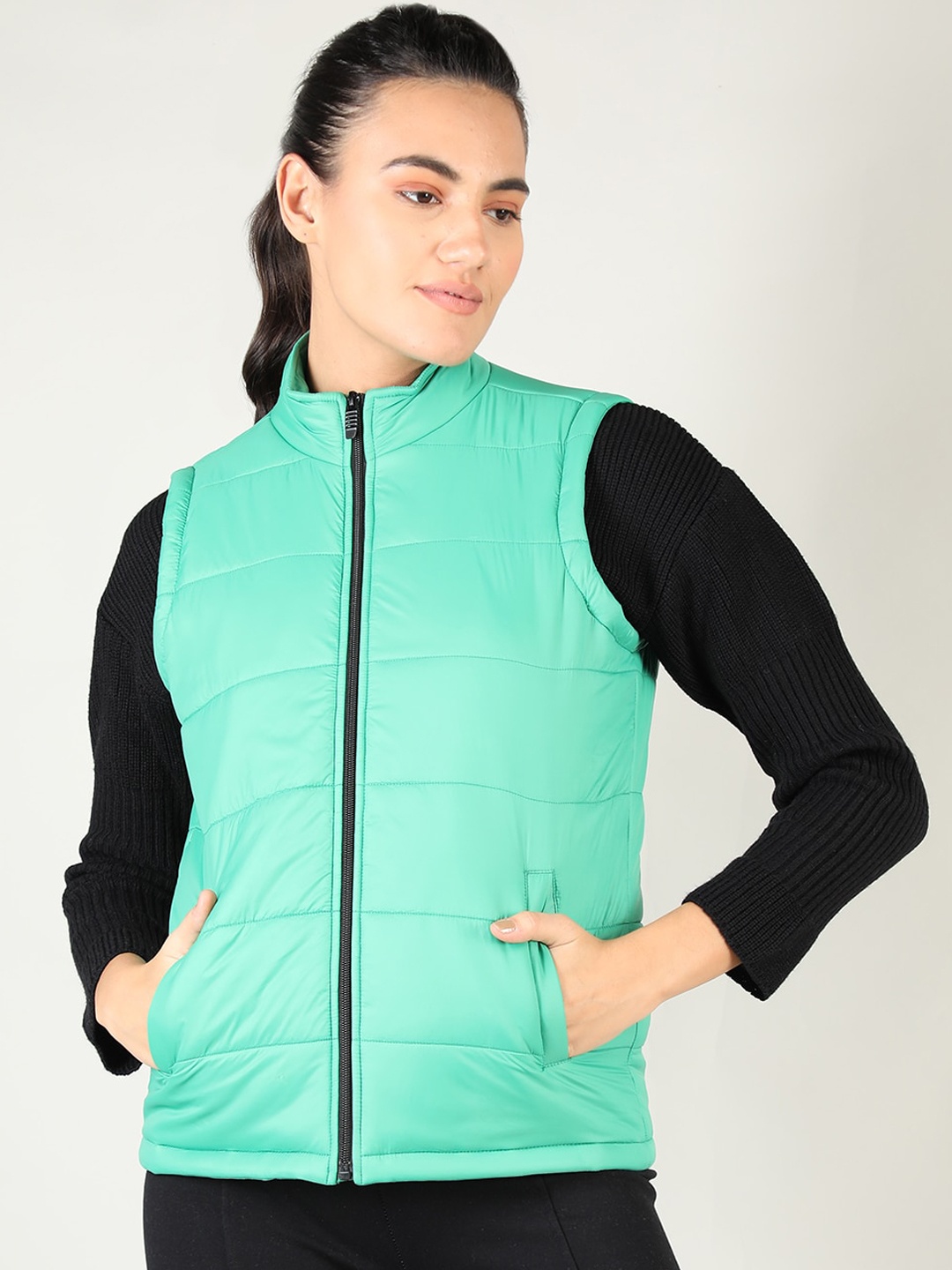 

CHKOKKO Women Sea Green Lightweight Outdoor Padded Jacket