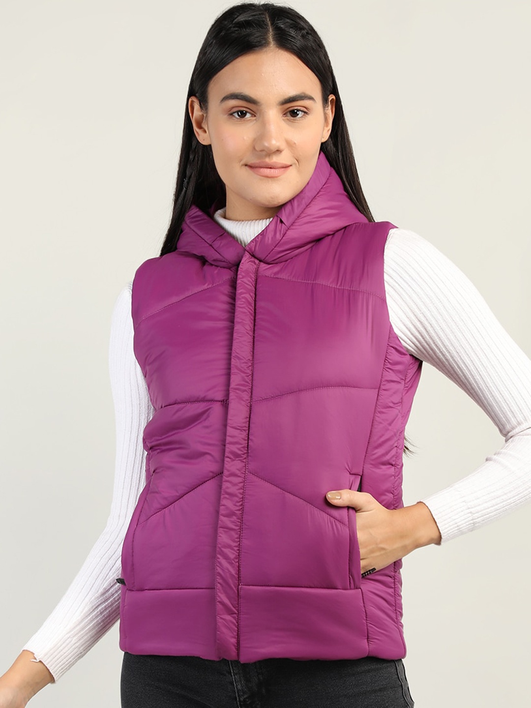 

CHKOKKO Women Magenta Lightweight Outdoor Padded Jacket