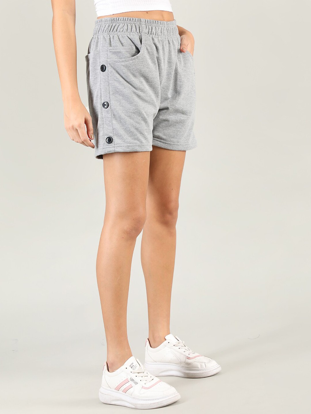 

CHKOKKO Women Grey Loose Fit Outdoor Shorts