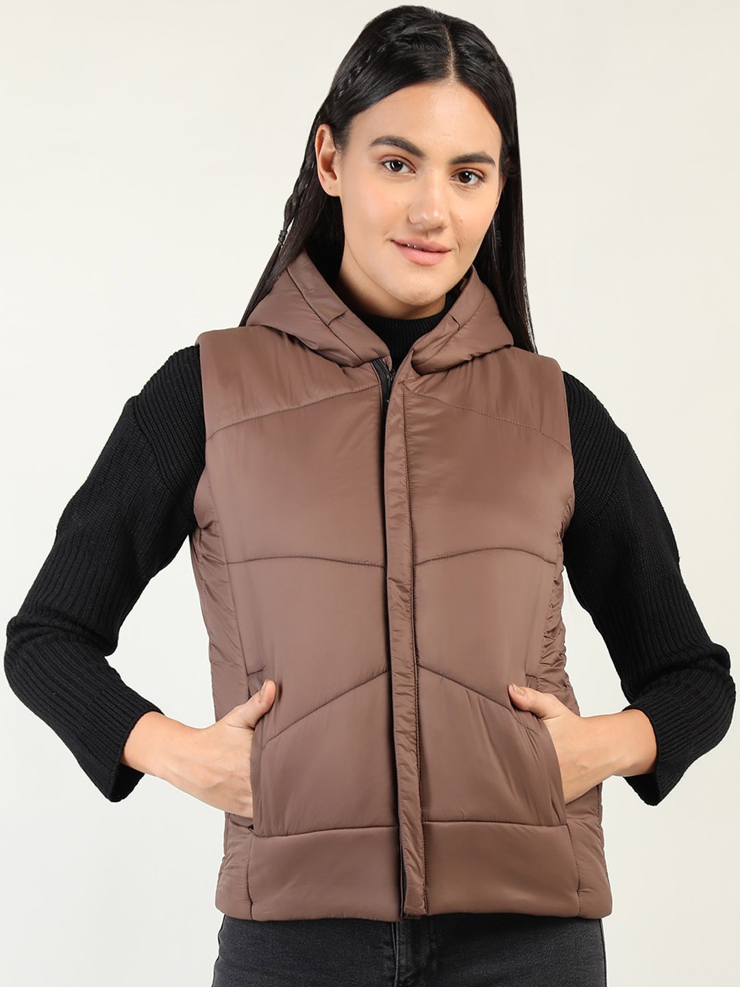 

CHKOKKO Women Coffee Brown Lightweight Outdoor Padded Jacket