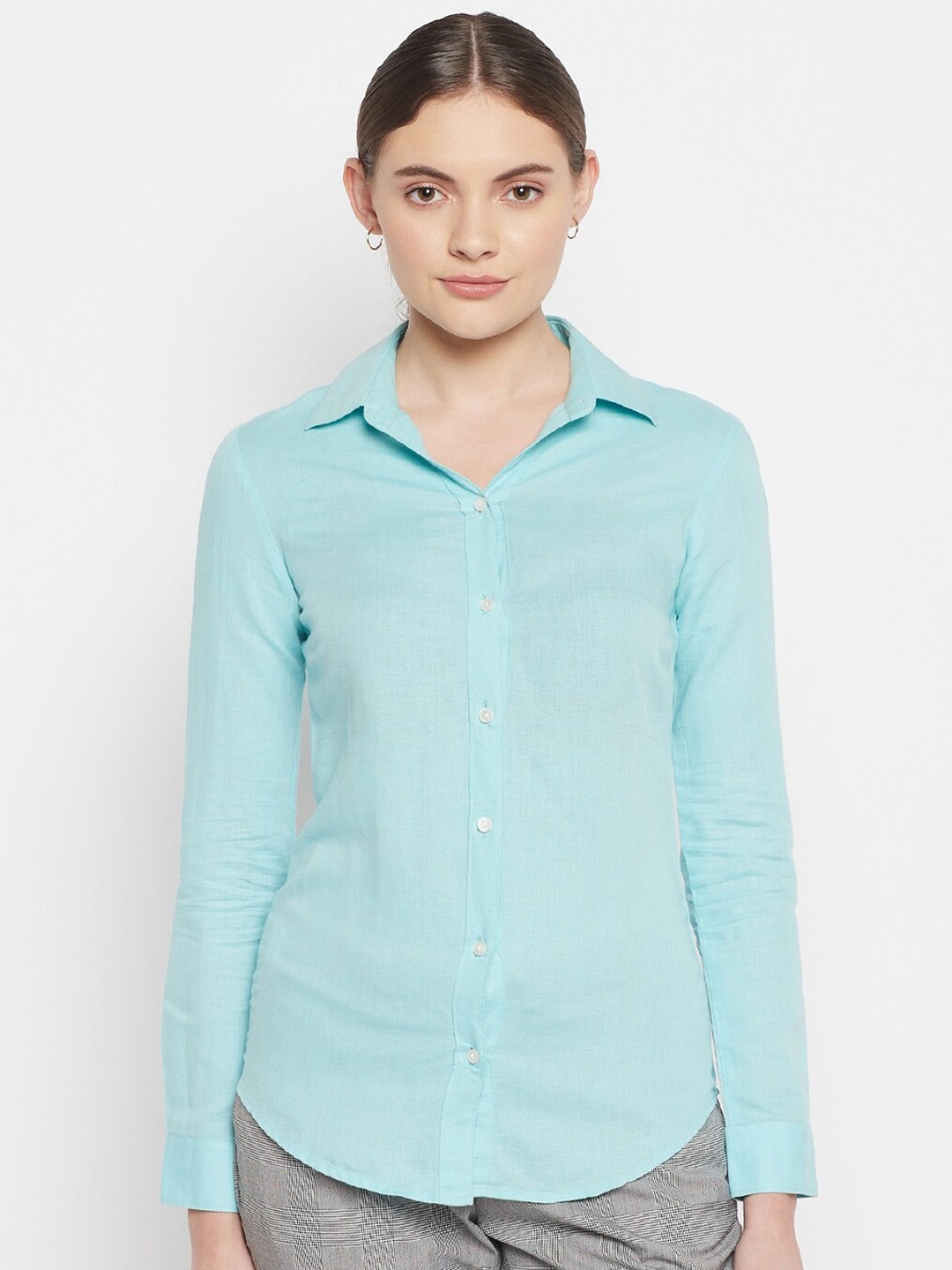 

Crozo By Cantabil Women Blue Casual Shirt