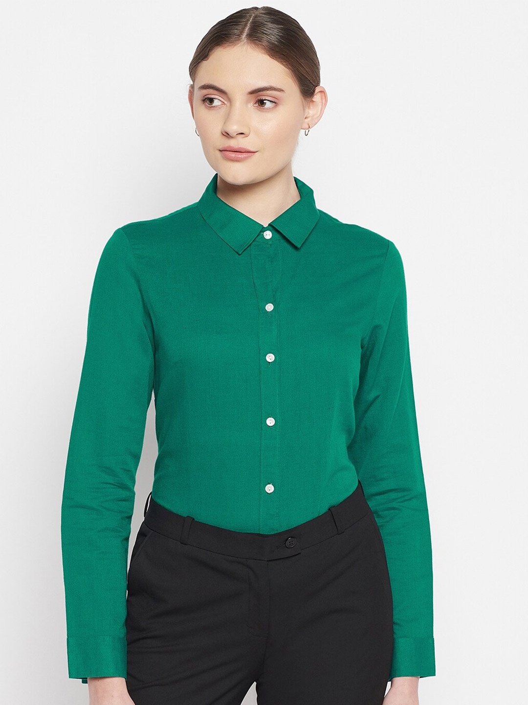 

Crozo By Cantabil Women Green Casual Shirt