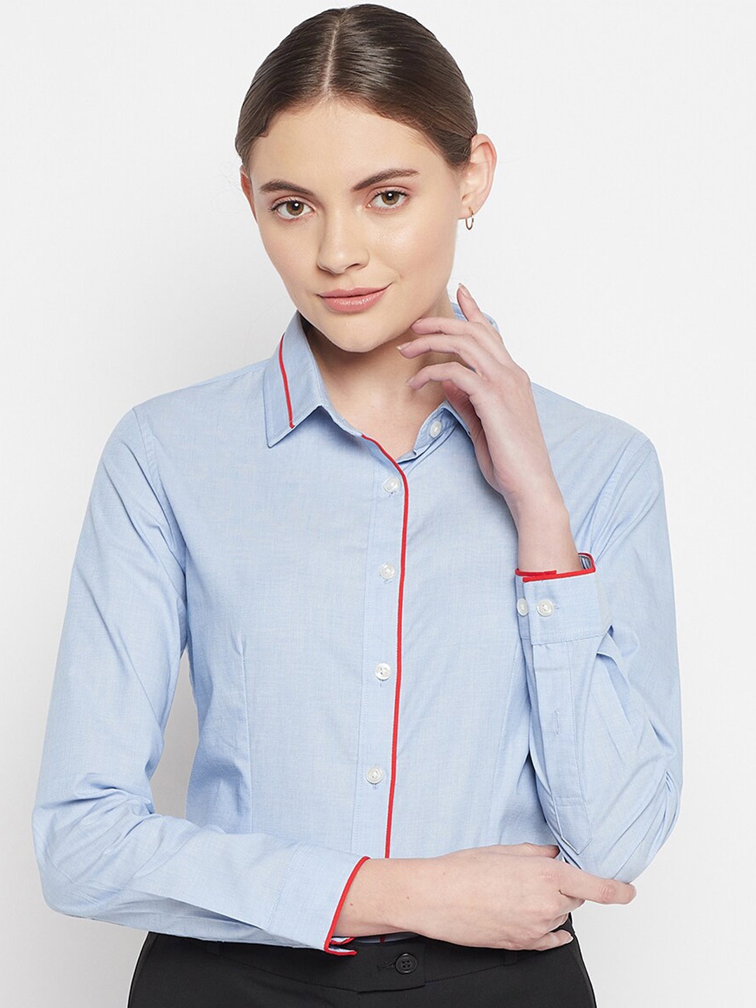 

Crozo By Cantabil Women Blue Casual Shirt