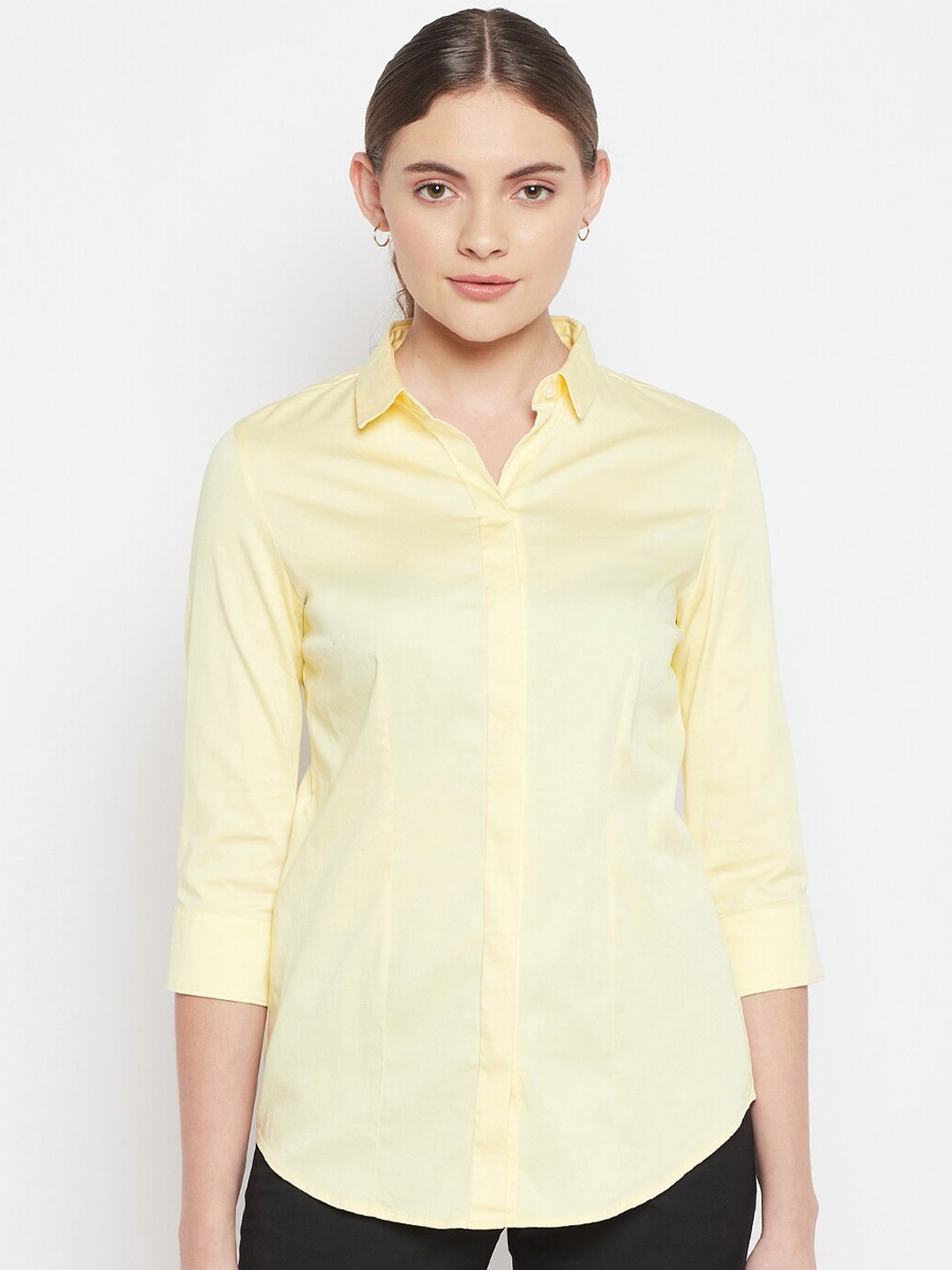 

Crozo By Cantabil Women Yellow Casual Shirt