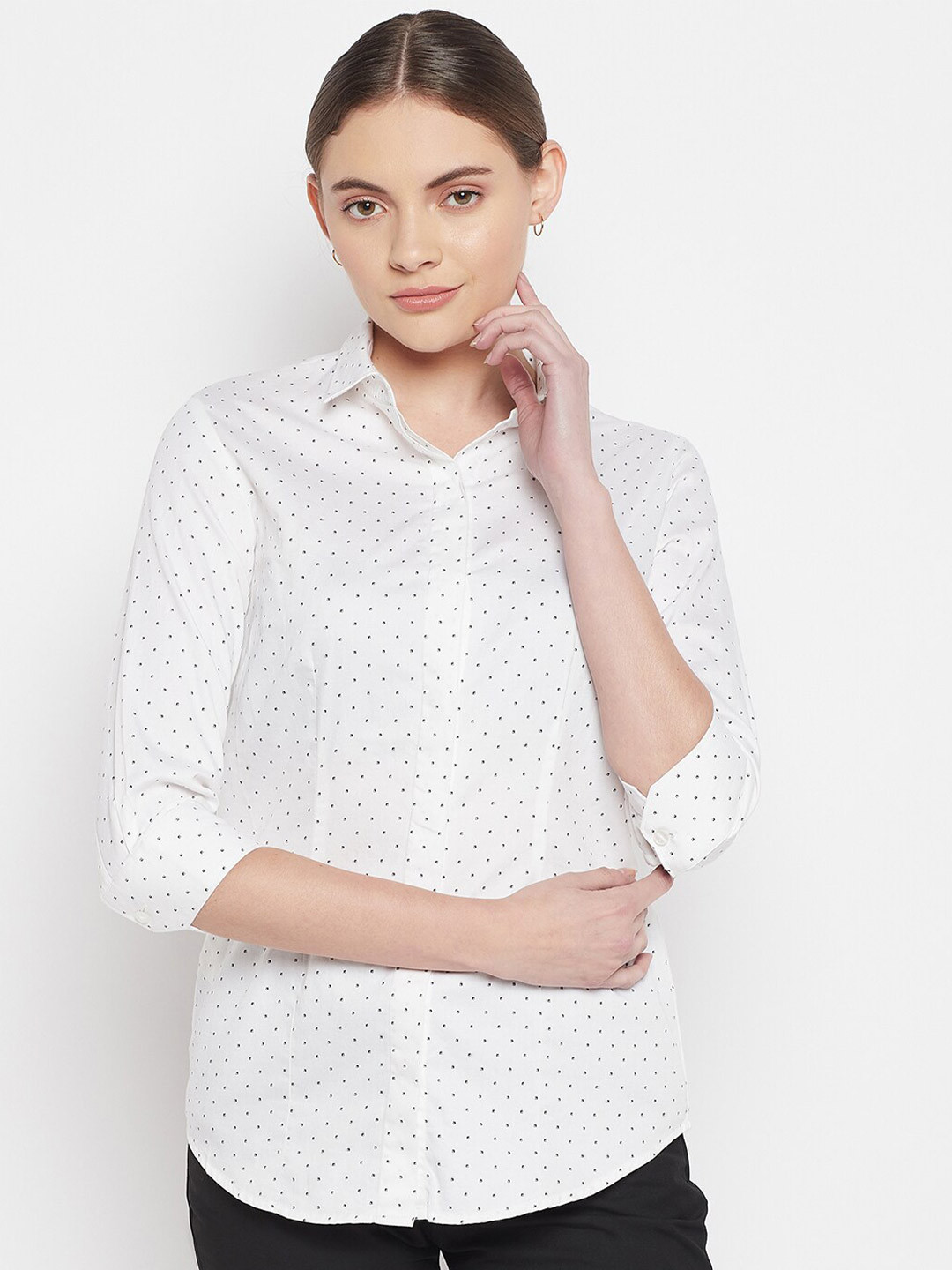 

Crozo By Cantabil Women White Printed Casual Shirt