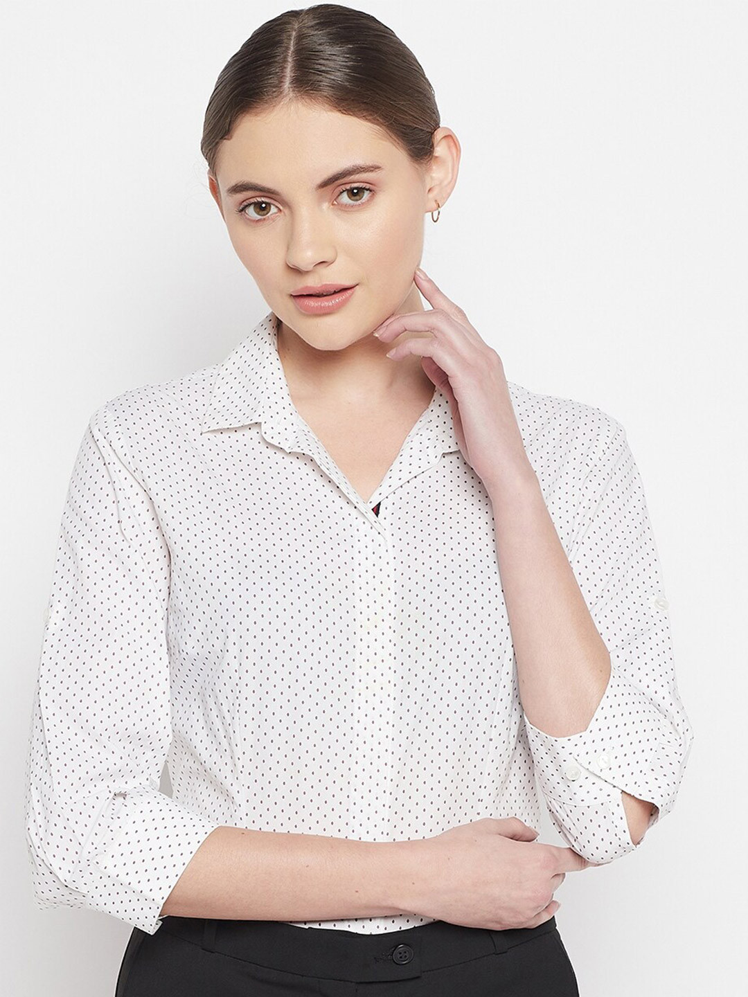 

Crozo By Cantabil Women White Printed Casual Shirt
