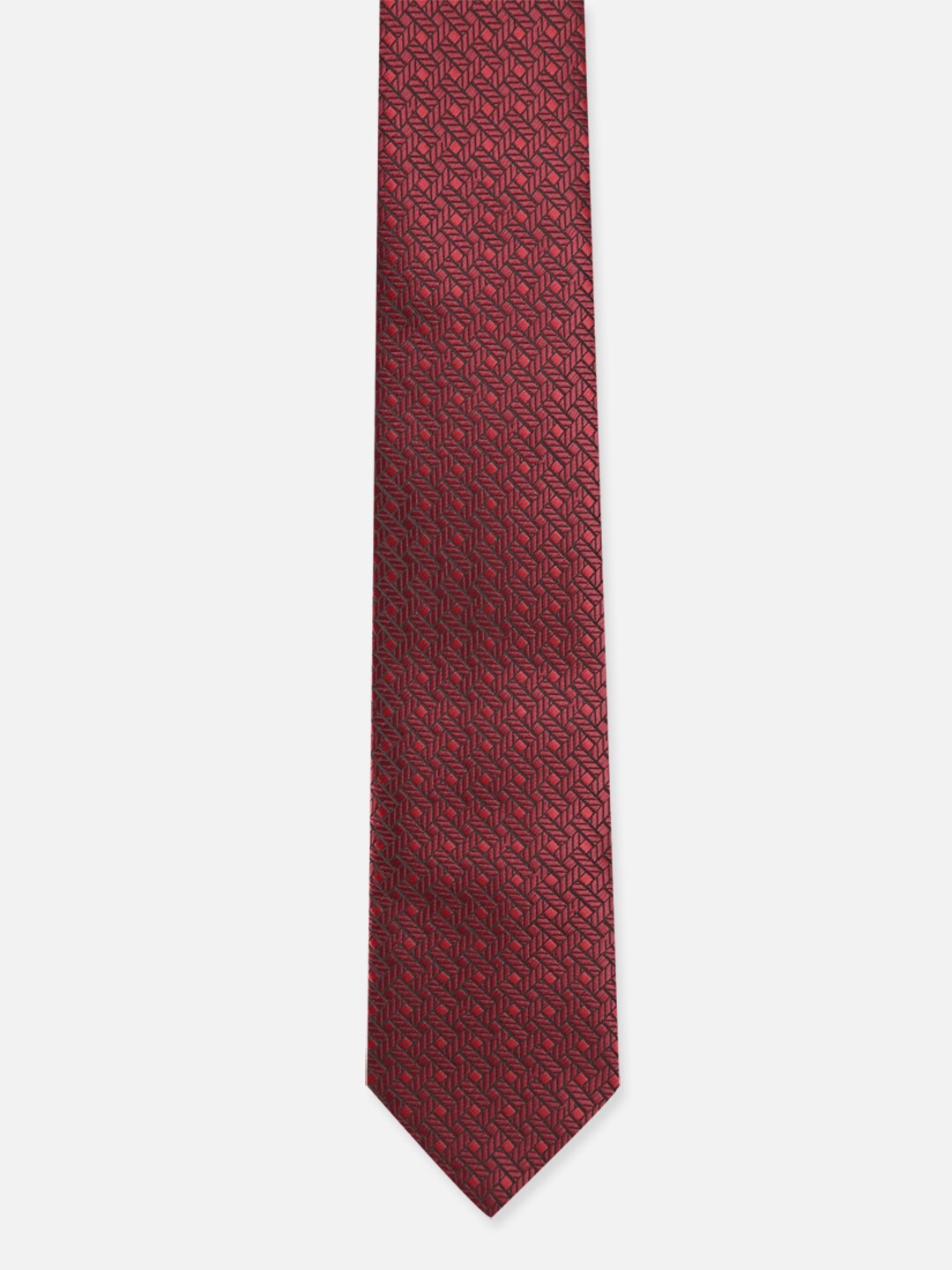 

Van Heusen Men Maroon Woven Design Skinny Tie