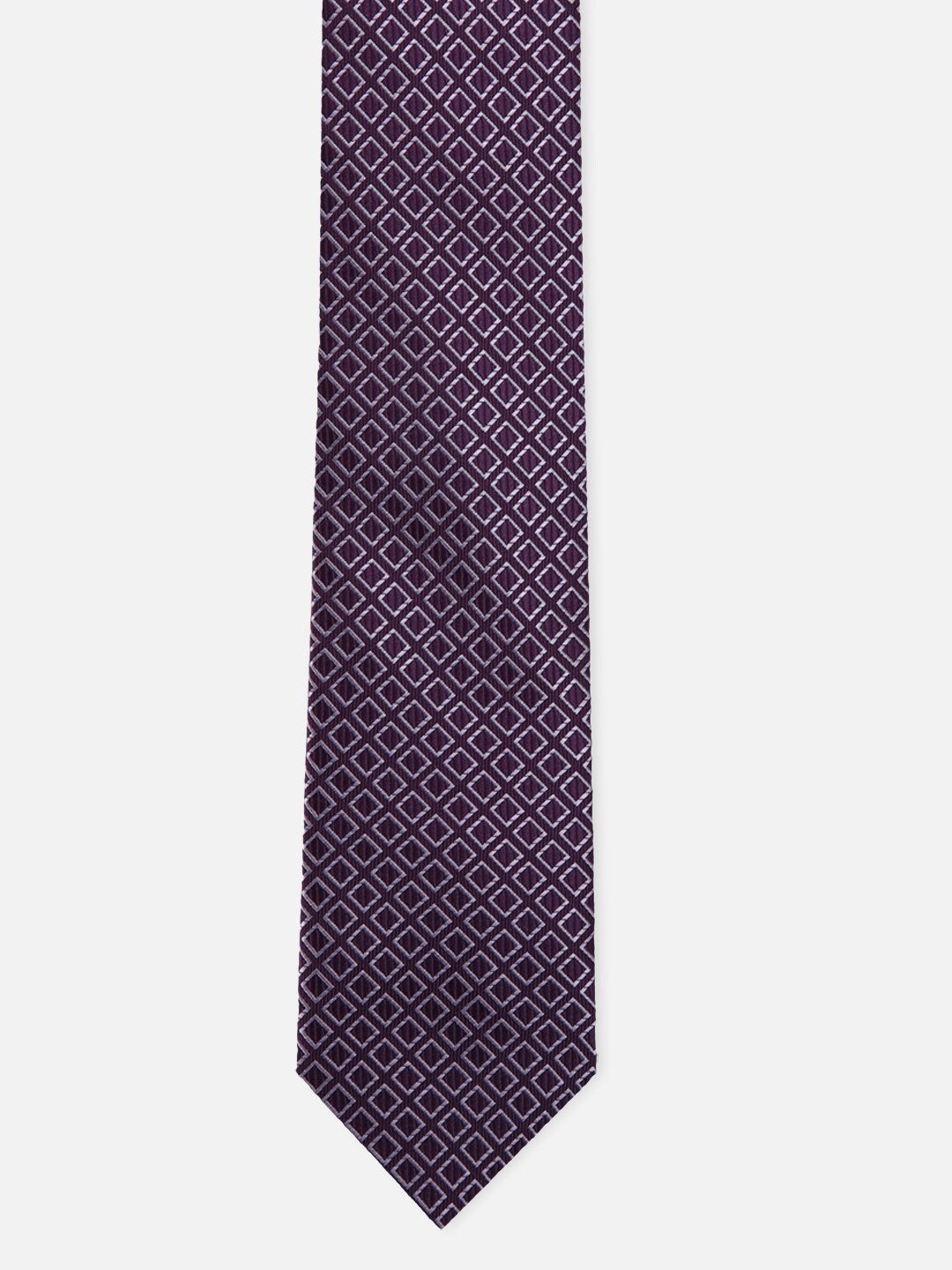 

Van Heusen Men Purple & White Woven Design Skinny Tie