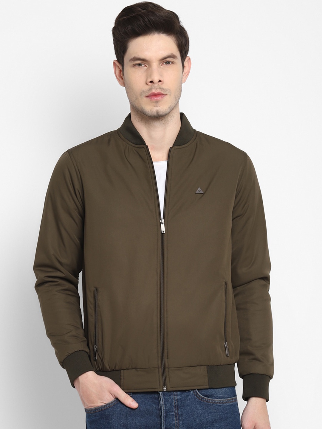 

Turtle Men Brown Cotton Windcheater Bomber Jacket