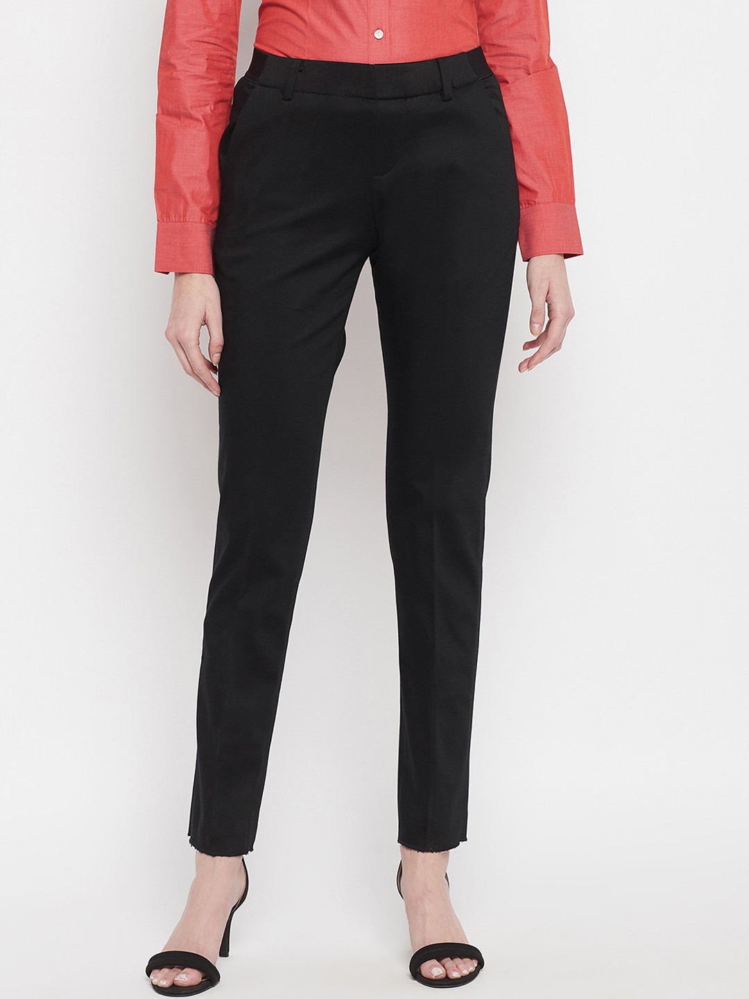 

Crozo By Cantabil Women Black Formal Trouser