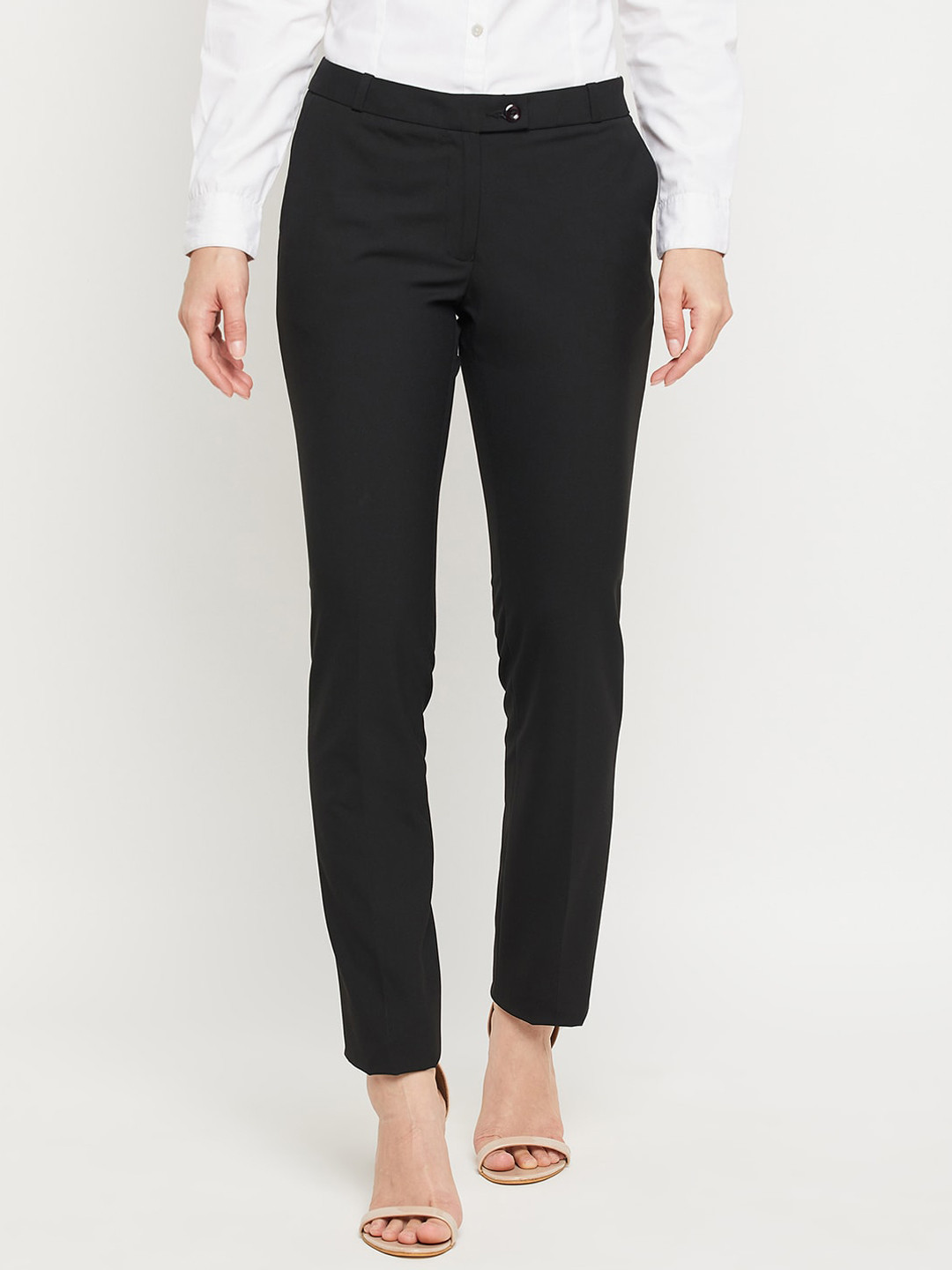 

Crozo By Cantabil Women Black Formal Trouser