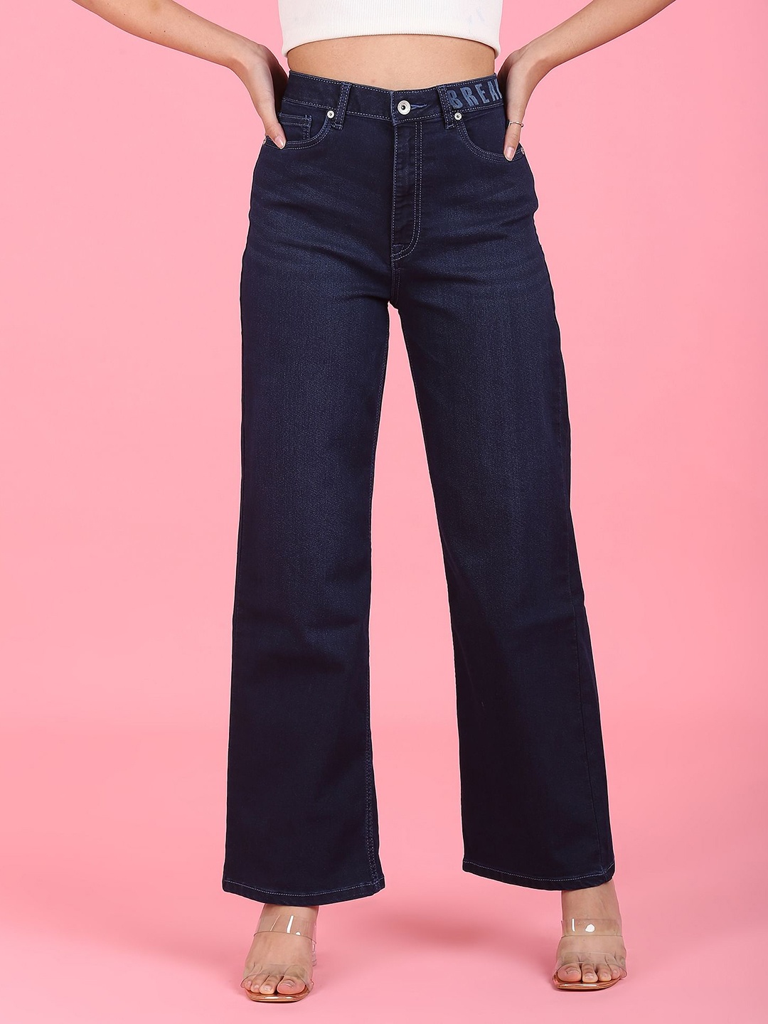 

Flying Machine Women Blue Straight Fit High-Rise Stretchable Cotton Jeans