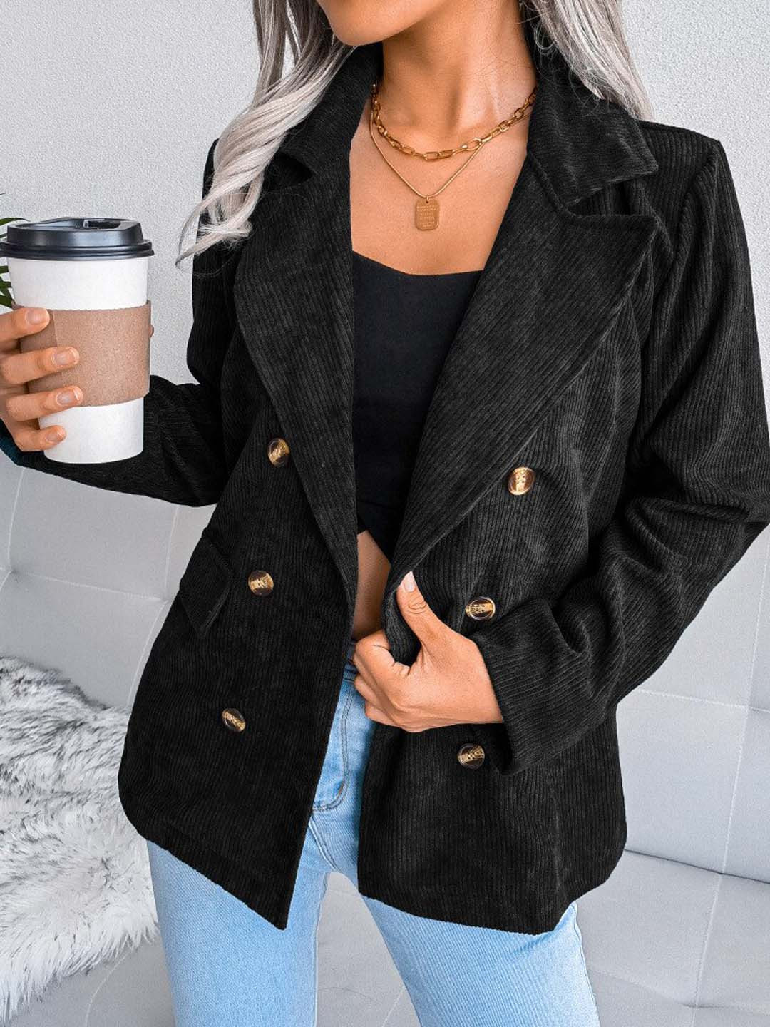

BoStreet Women Black Longline Open Front Jacket