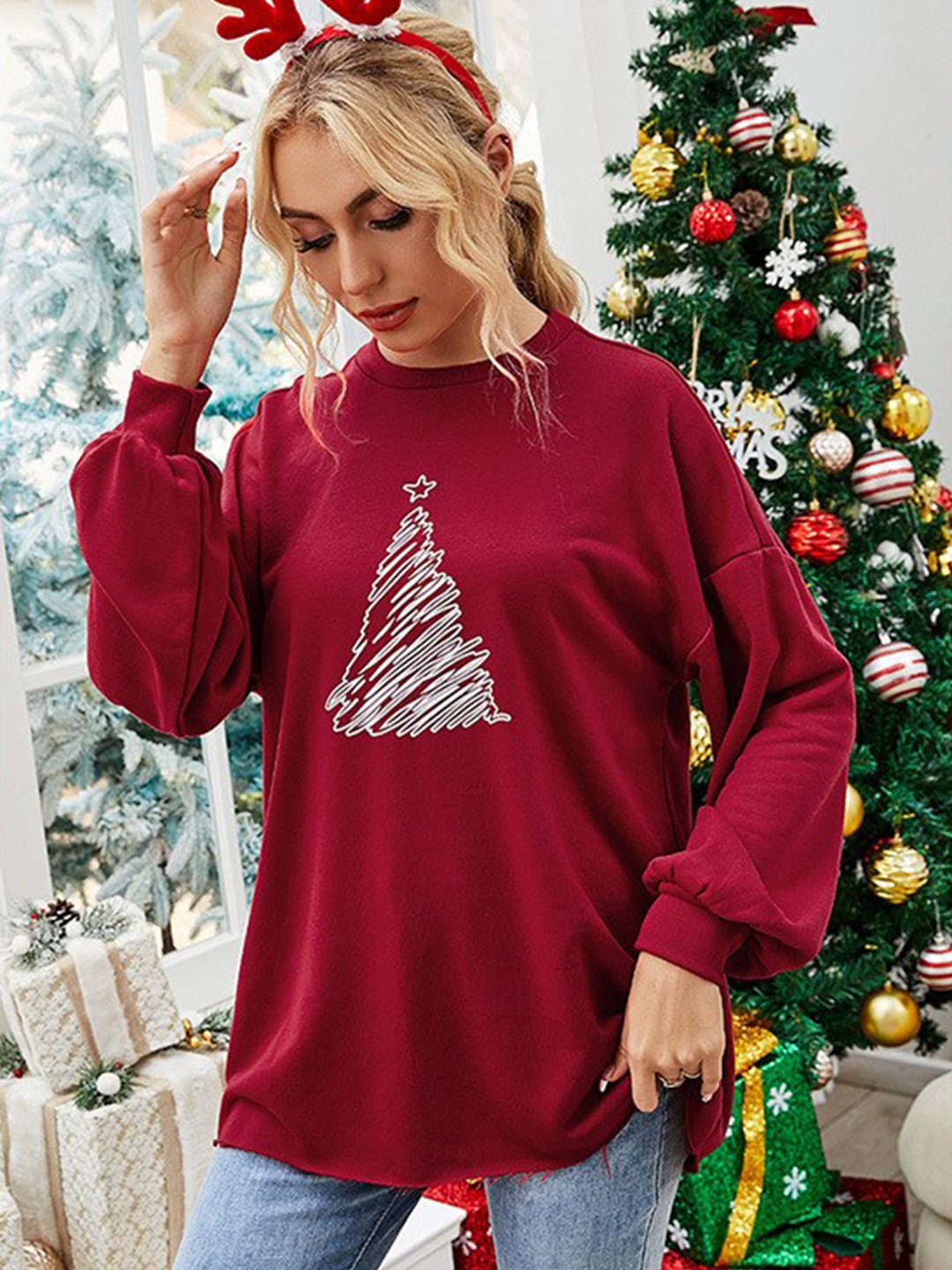 

StyleCast Women Red Printed Sweatshirt