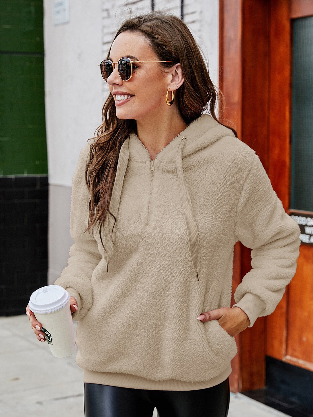 

BoStreet Women Beige Hooded Pullover